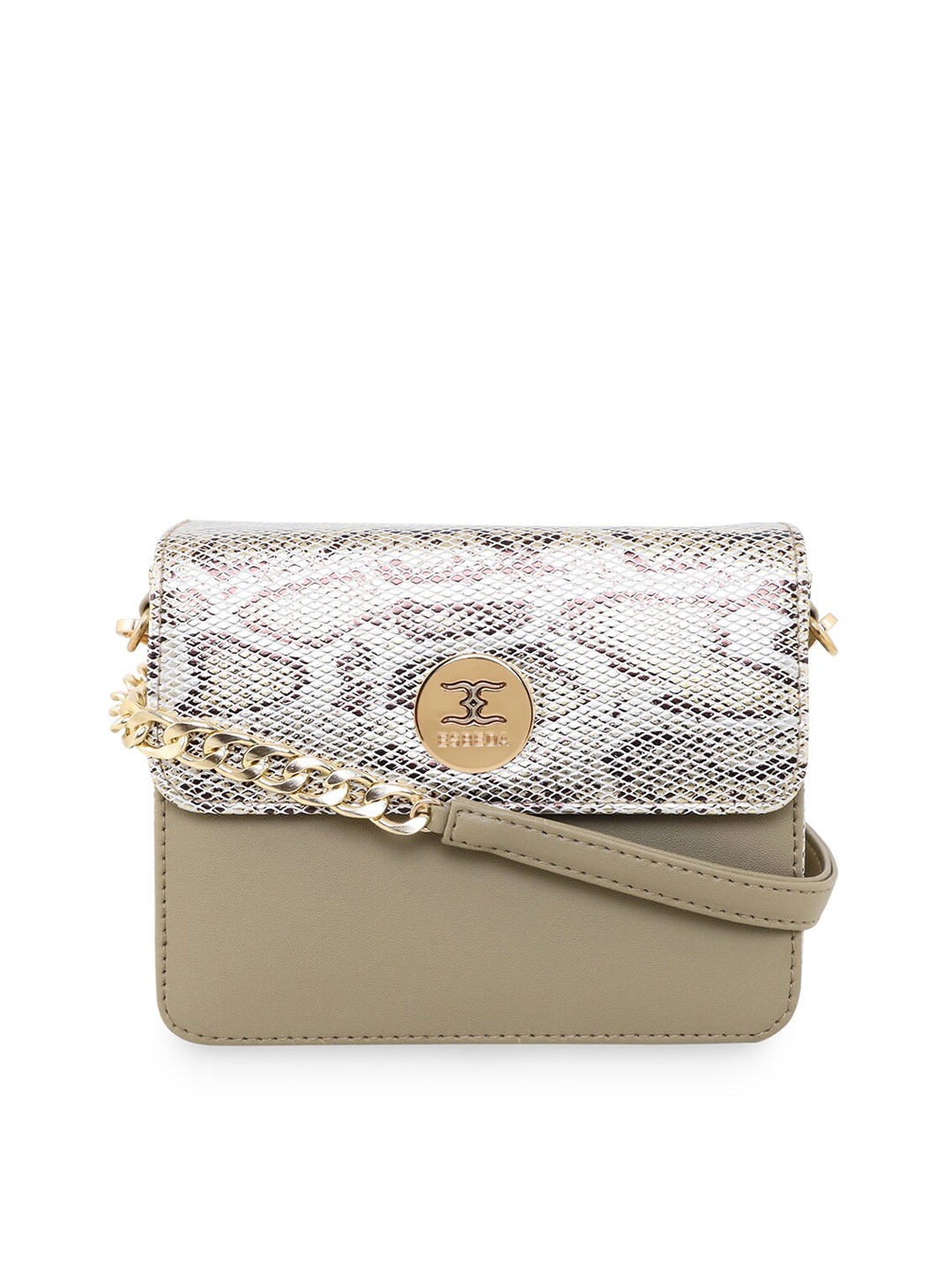 

ESBEDA Khaki Embellished PU Structured Sling Bag
