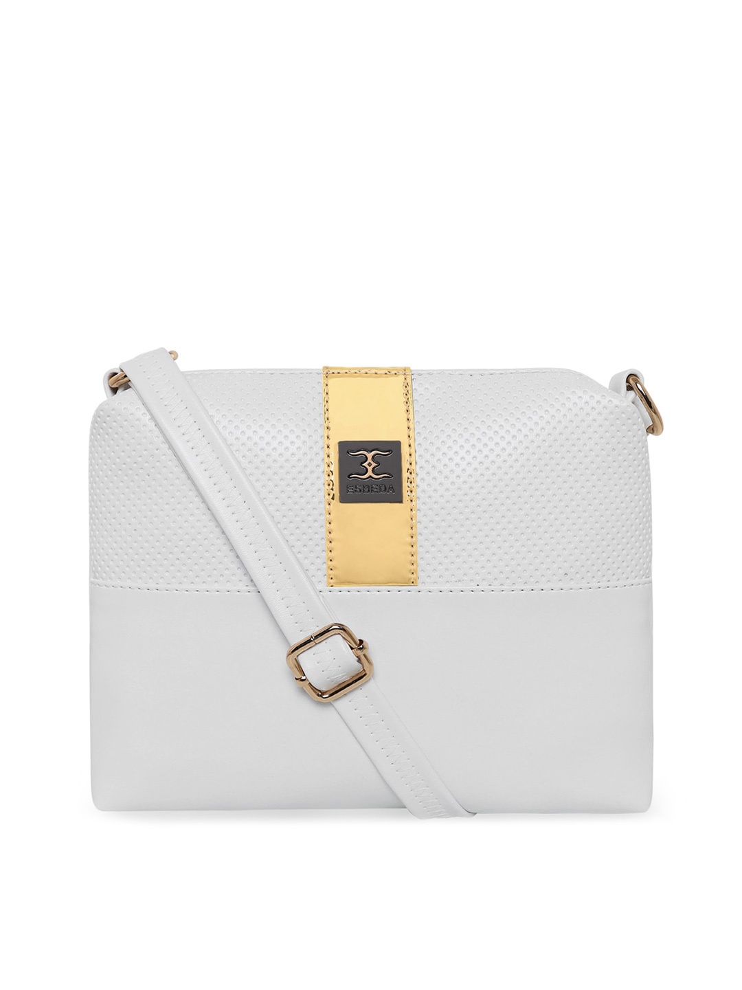 

ESBEDA Gold-Toned Textured PU Structured Sling Bag