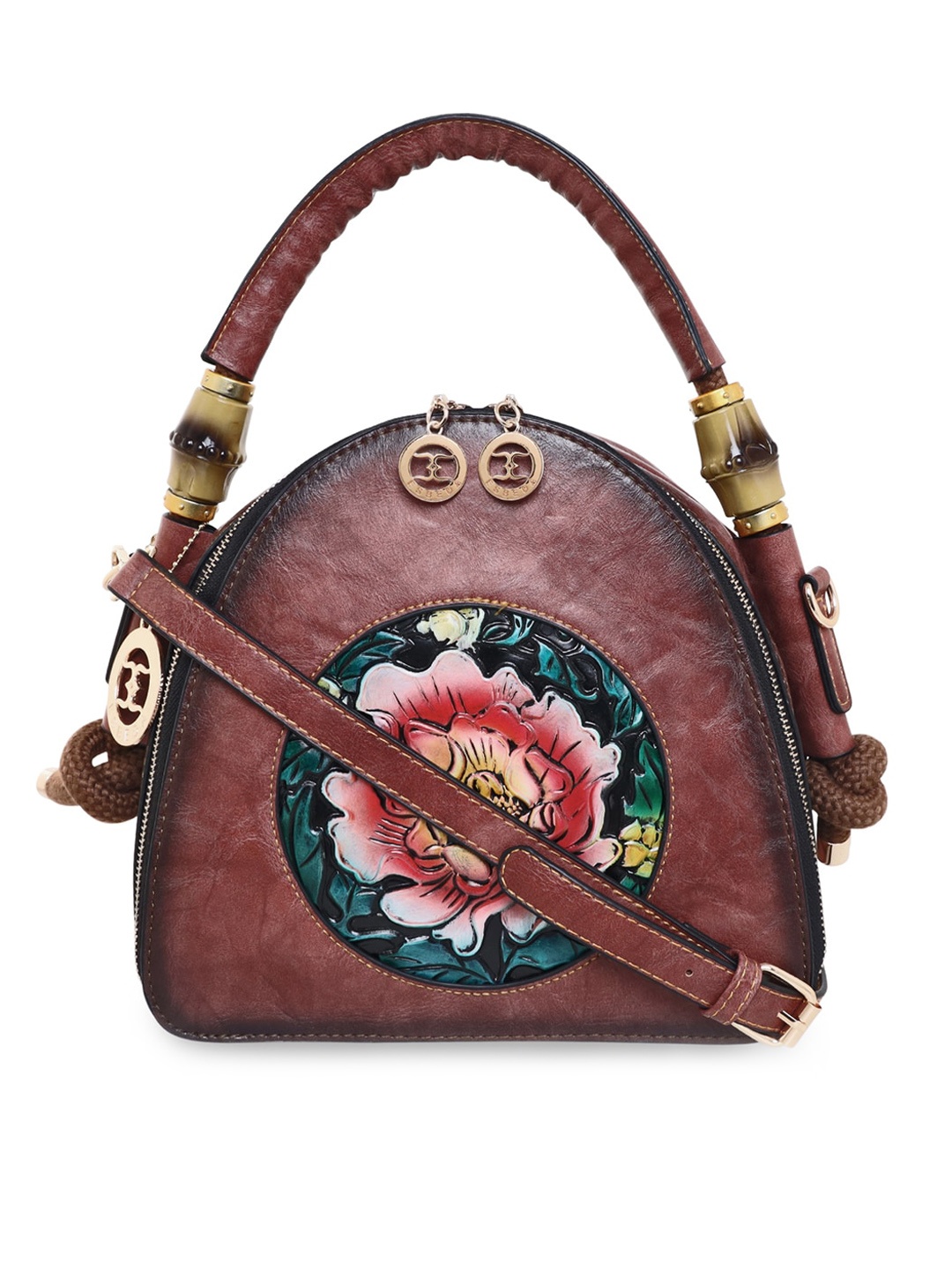 

ESBEDA Brown PU Structured Handheld Bag