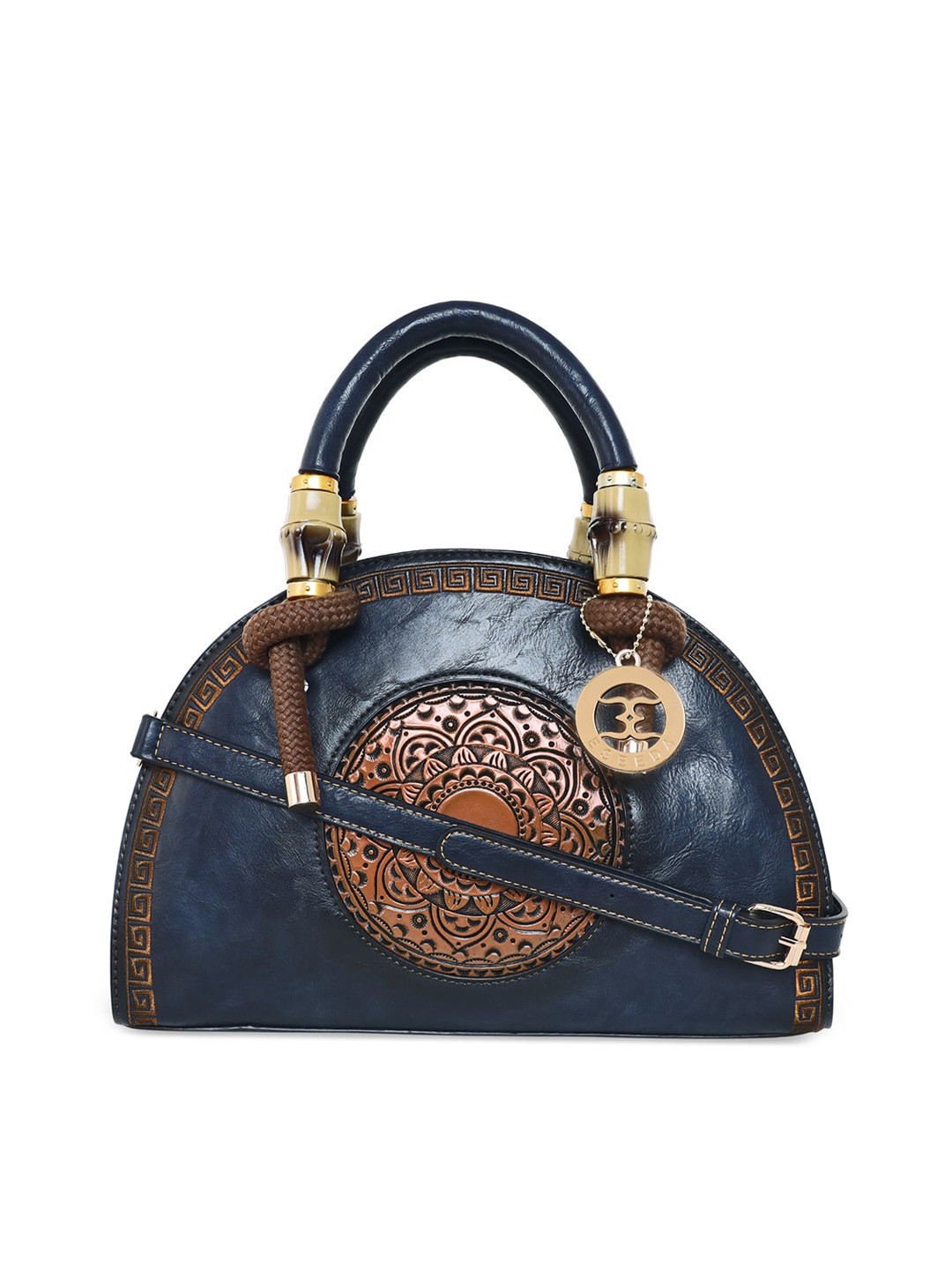 

ESBEDA Blue Textured PU Half Moon Handheld Bag