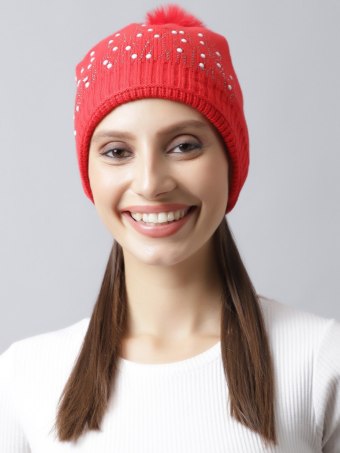 

LOOM LEGACY Women Red Acrylic Beanie