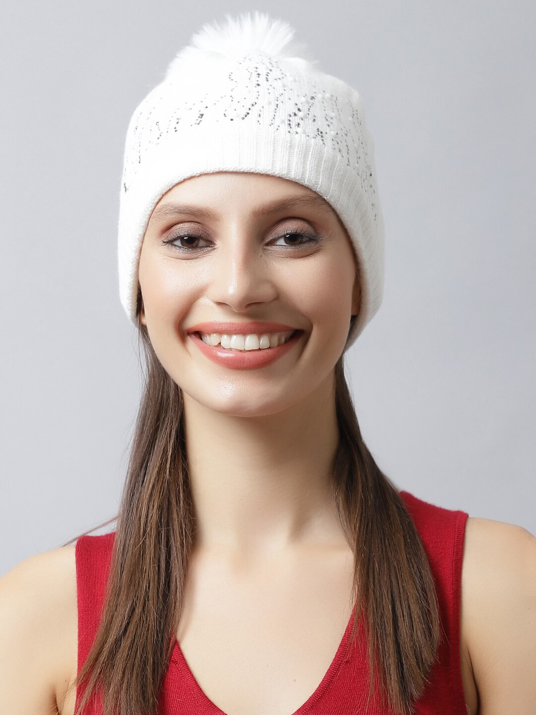 

LOOM LEGACY Women White Acrylic Beanie