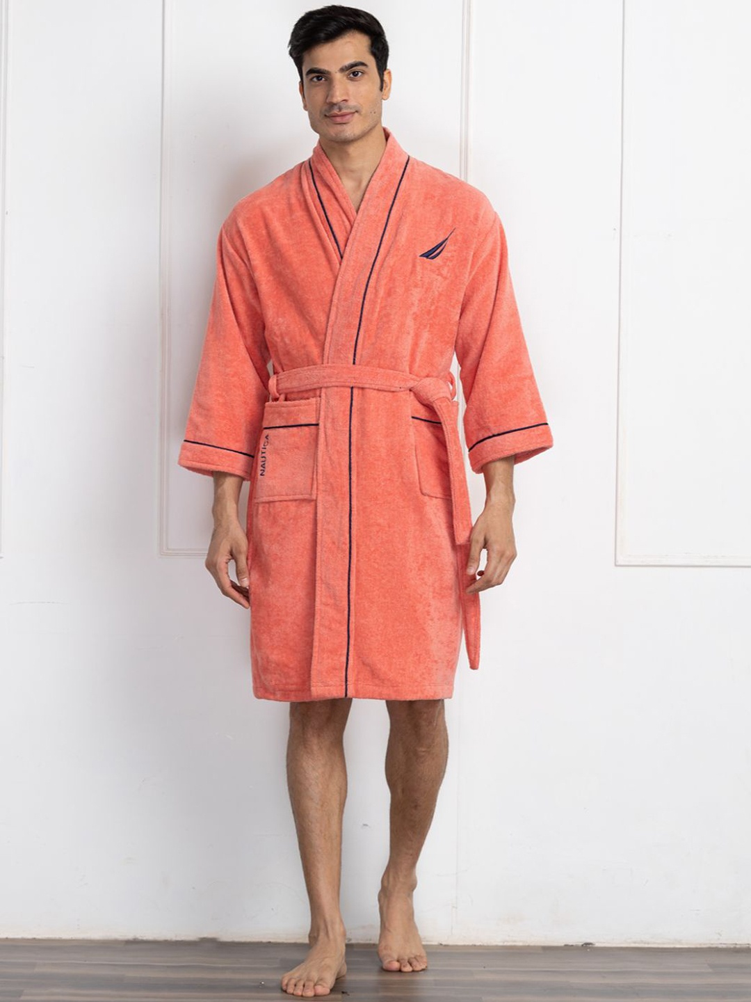 

Nautica Pack Of 2 Solid Pure-Cotton Bath Robe, Navy blue