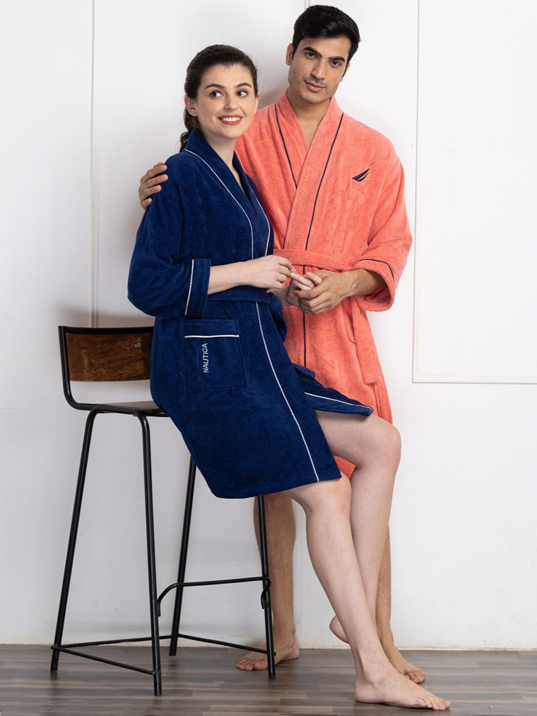 

Nautica Pack Of 2 Solid Pure Cotton Bathrobe, Coral