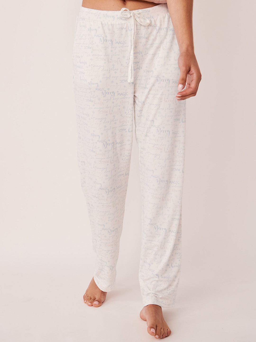 

La Vie en Rose Women White Printed Lounge Pants