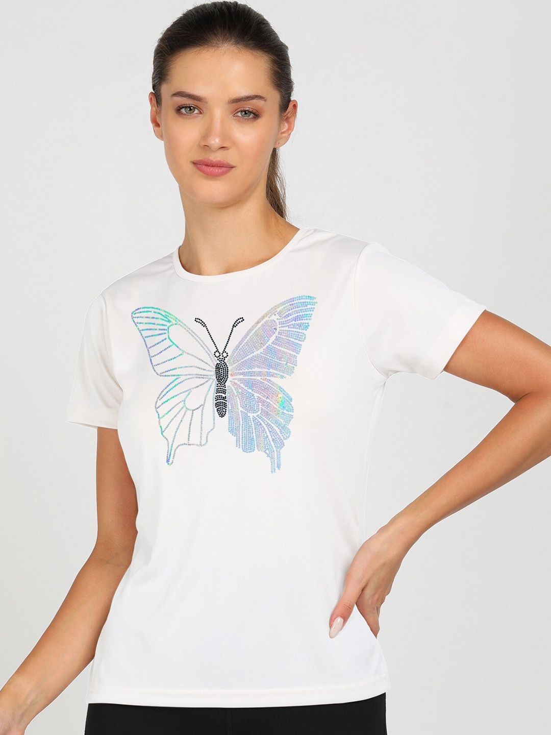 

shashvi Women White Typography Printed T-shirt