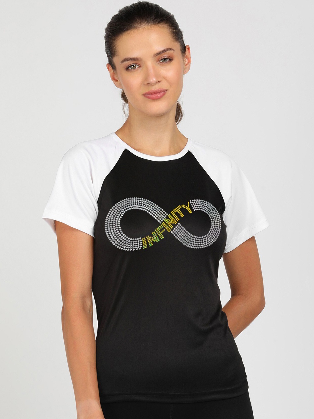 

shashvi Women Black Typography Printed T-shirt
