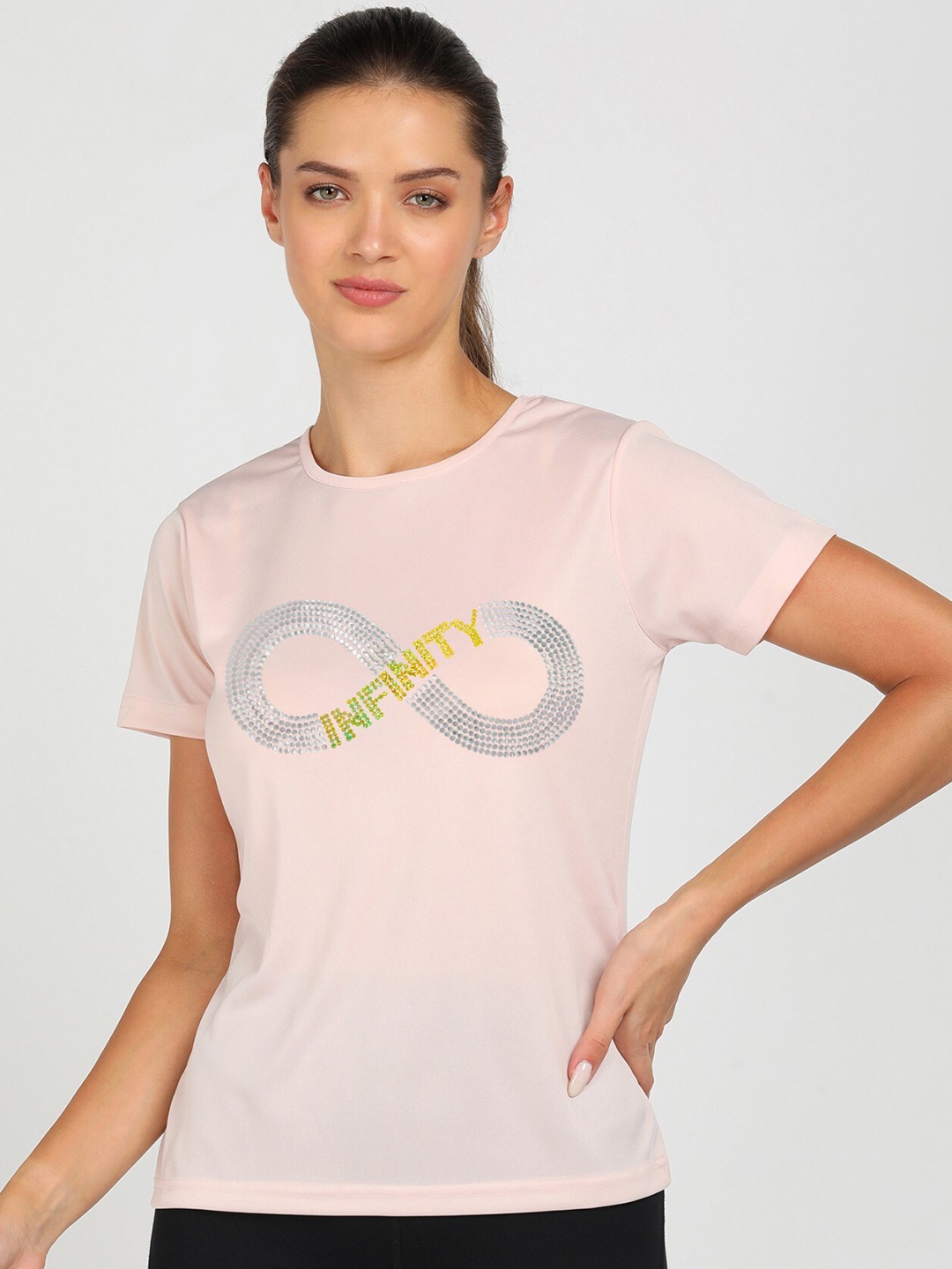 

shashvi Women Pink Typography Printed Applique T-shirt