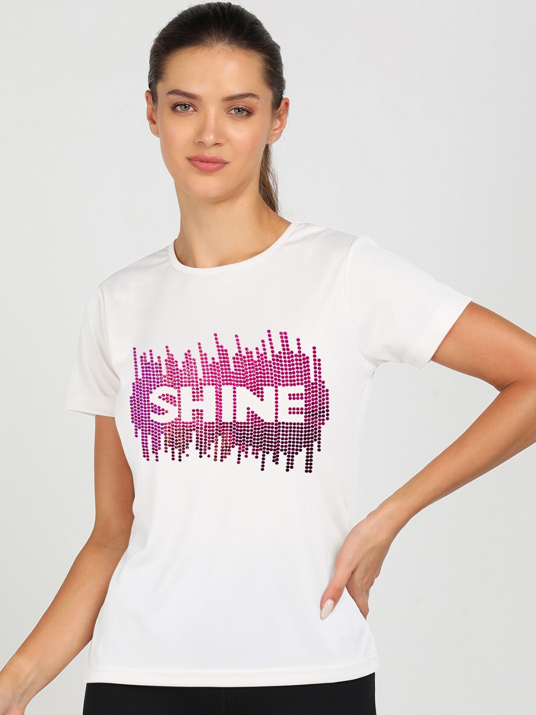 

shashvi Women White Typography Printed T-shirt