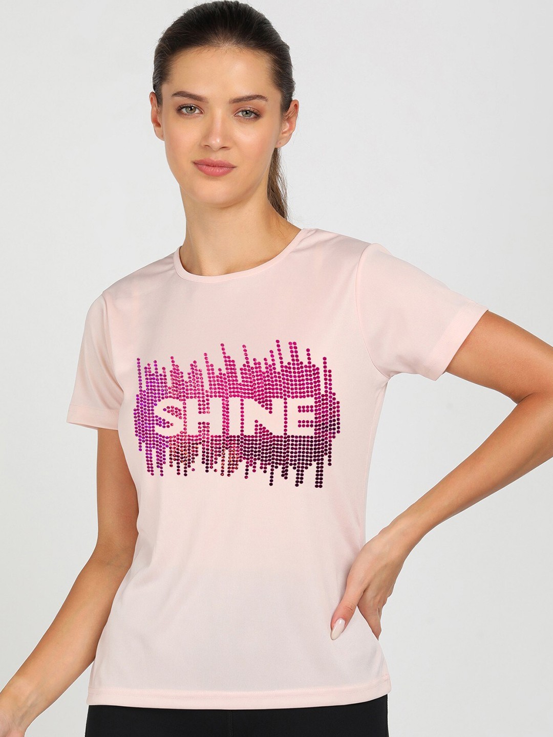 

shashvi Women Pink Typography Printed T-shirt