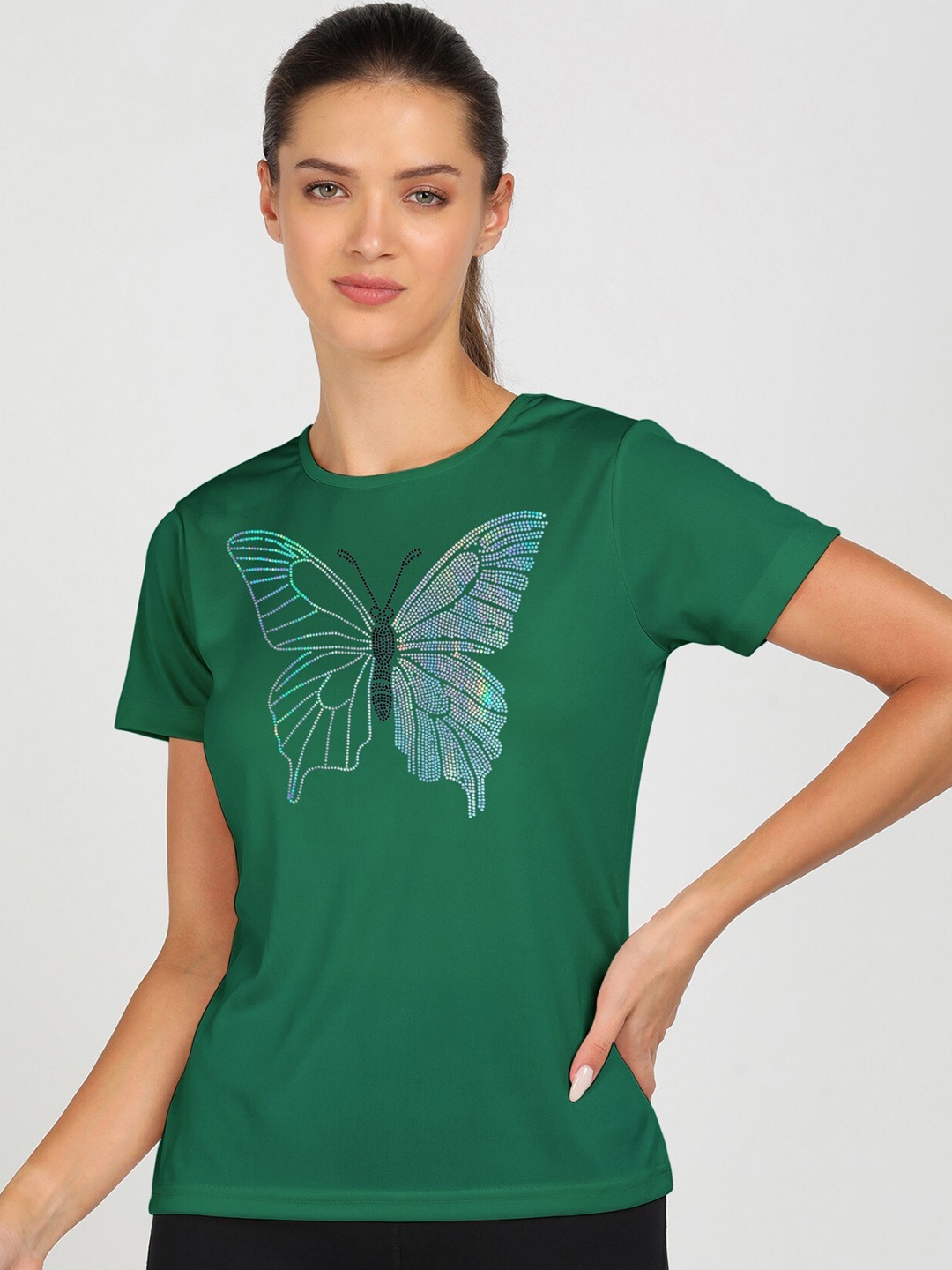 

shashvi Women Green Typography Printed T-shirt