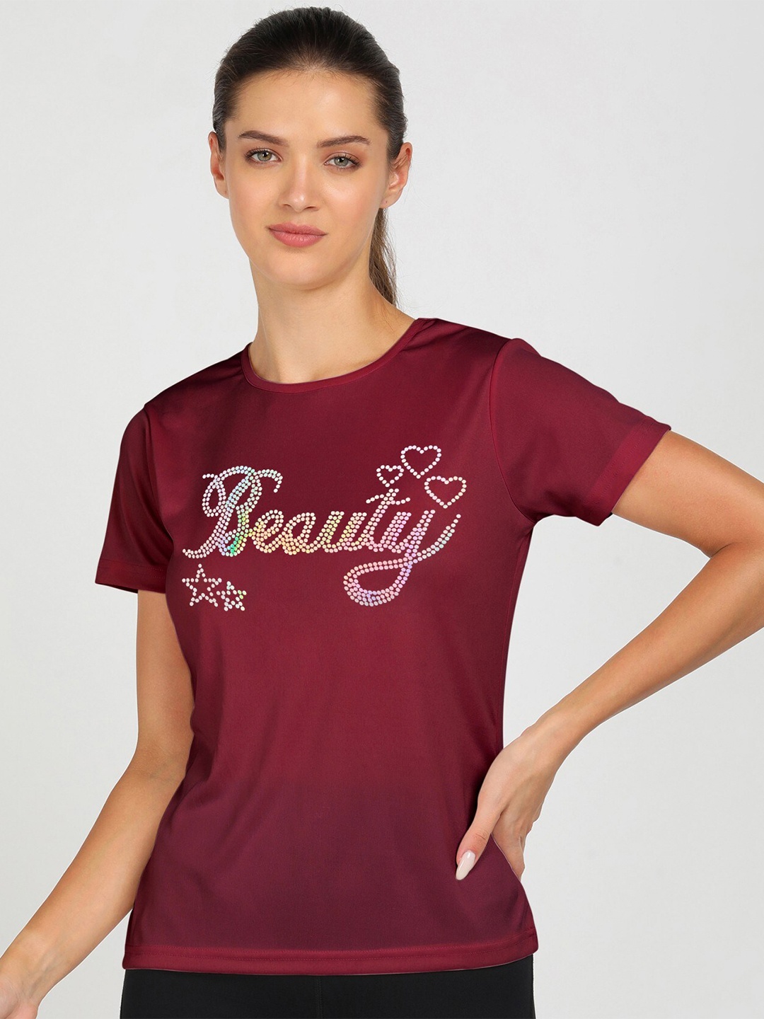 

shashvi Women Red Typography Printed T-shirt