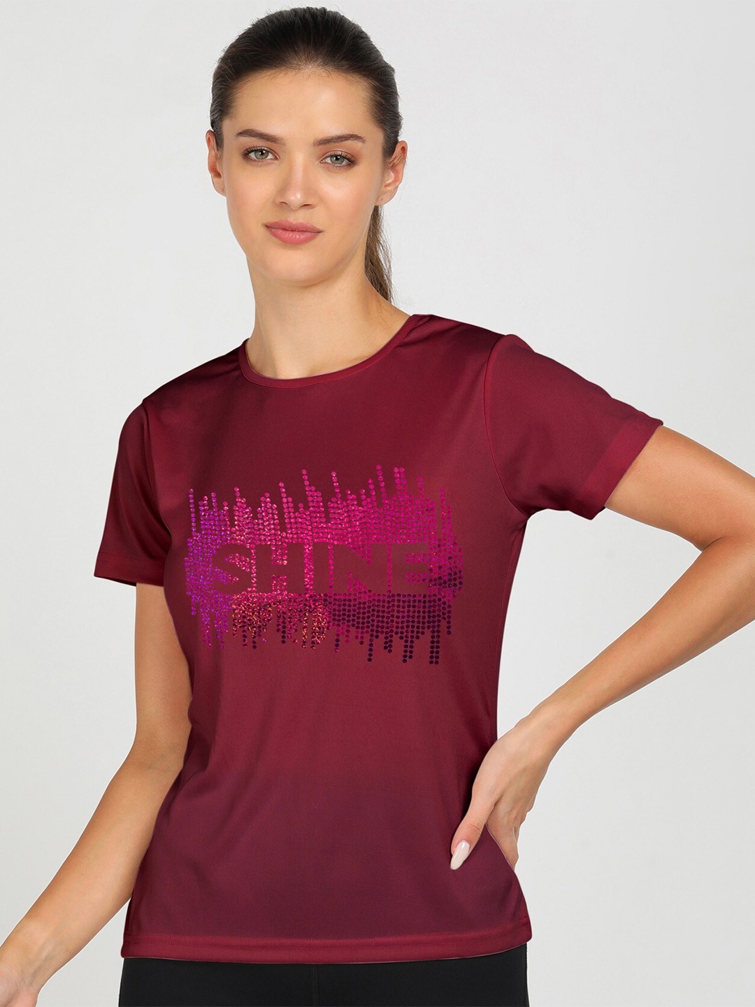 

shashvi Women Red Typography Printed T-shirt
