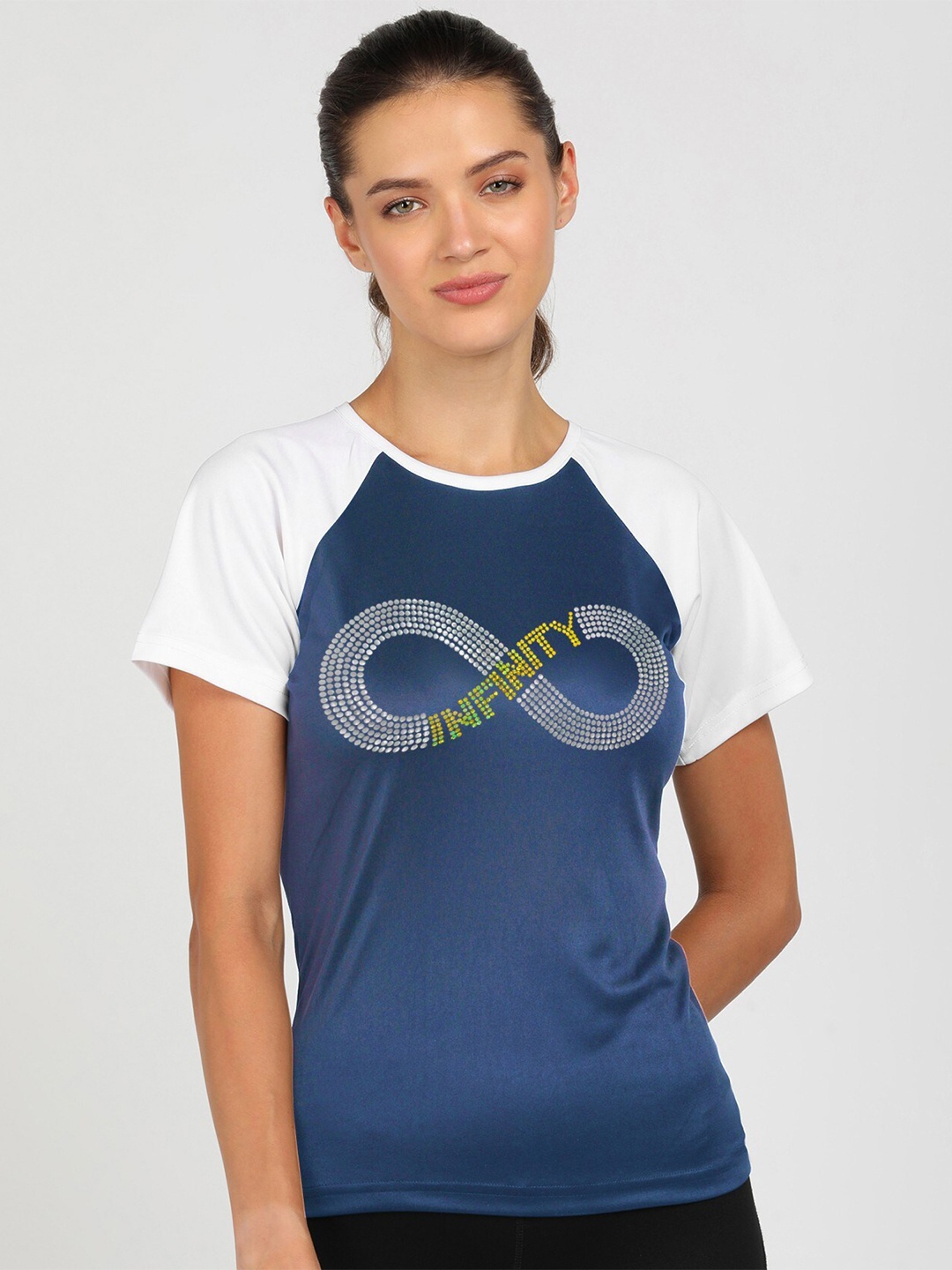 

shashvi Women Blue Printed Applique T-shirt