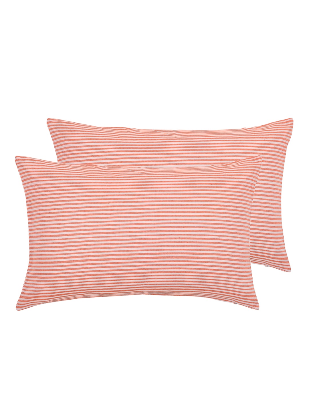 

OUSSUM Red 2 Pieces Striped Cotton Pillow Covers