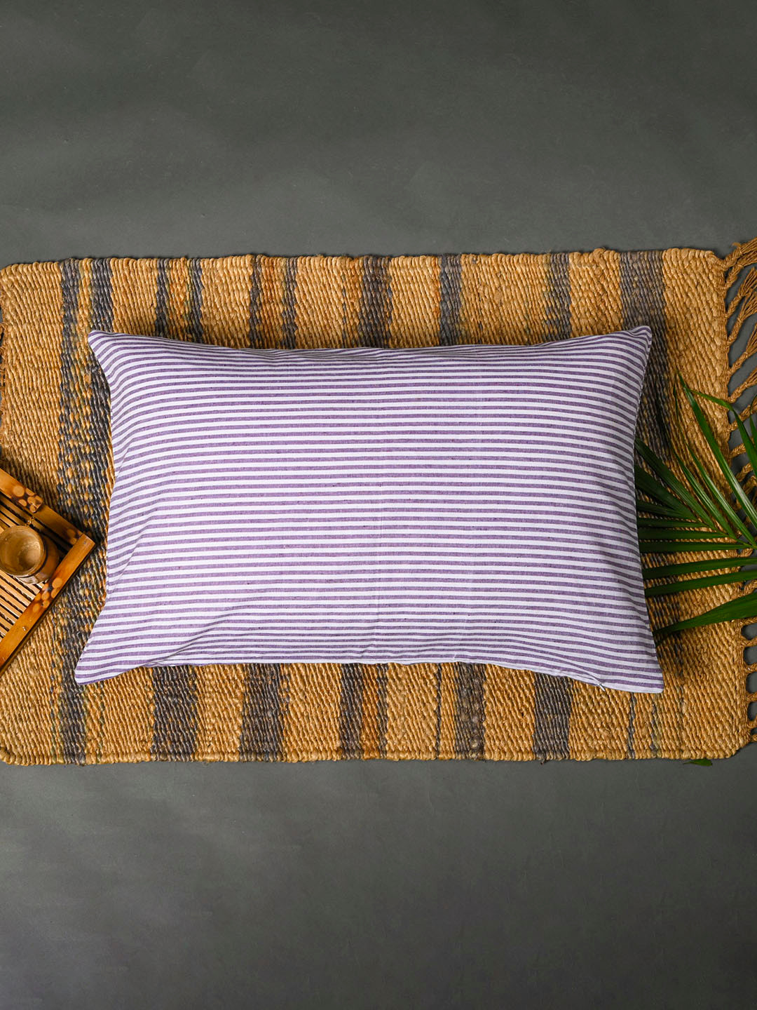 

OUSSUM Set Of 2 Pink Striped Cotton Pillow Covers