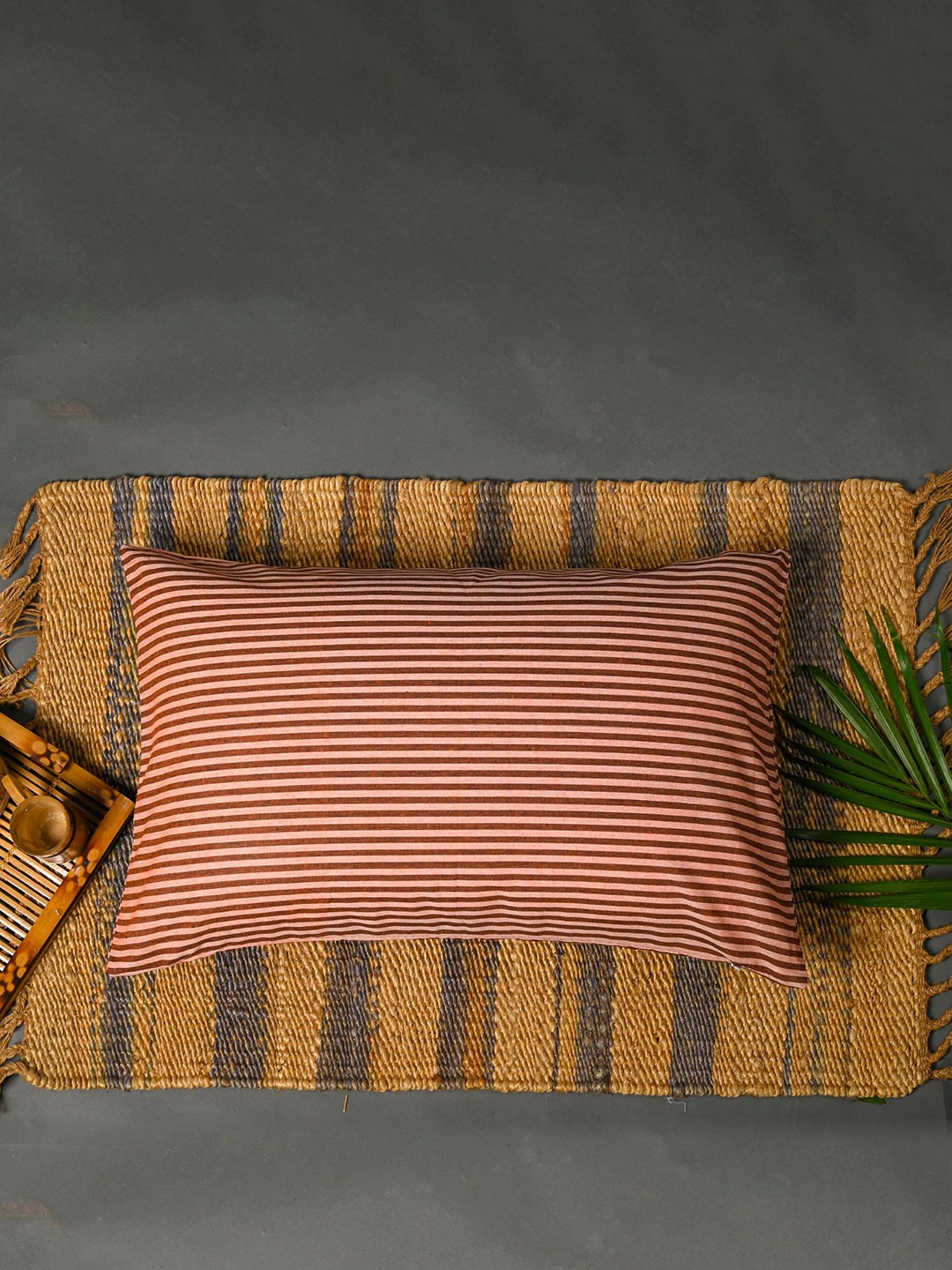 

OUSSUM Maroon Striped Cotton Pillow Covers