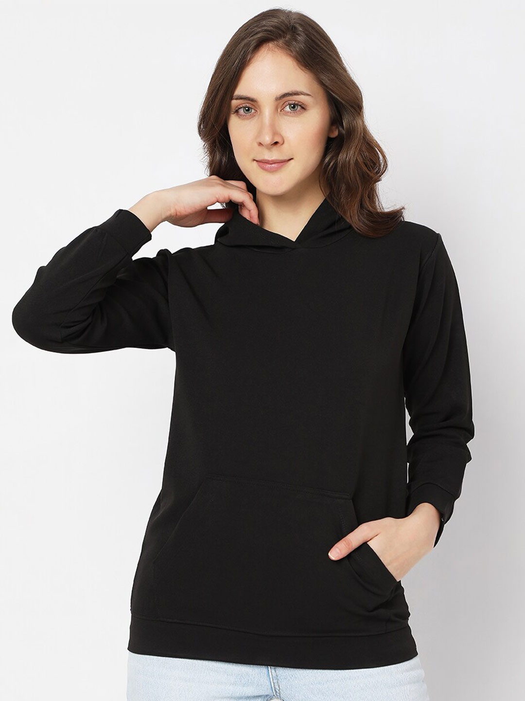 

Smarty Pants Women Black Cotton Hooded Sweatshirt