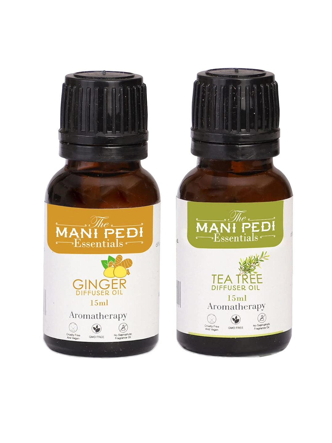 

The Mani Pedi Essentials Set Of 2 Ginger & Tea tree Aroma Oil Diffusers 15 ml, Brown