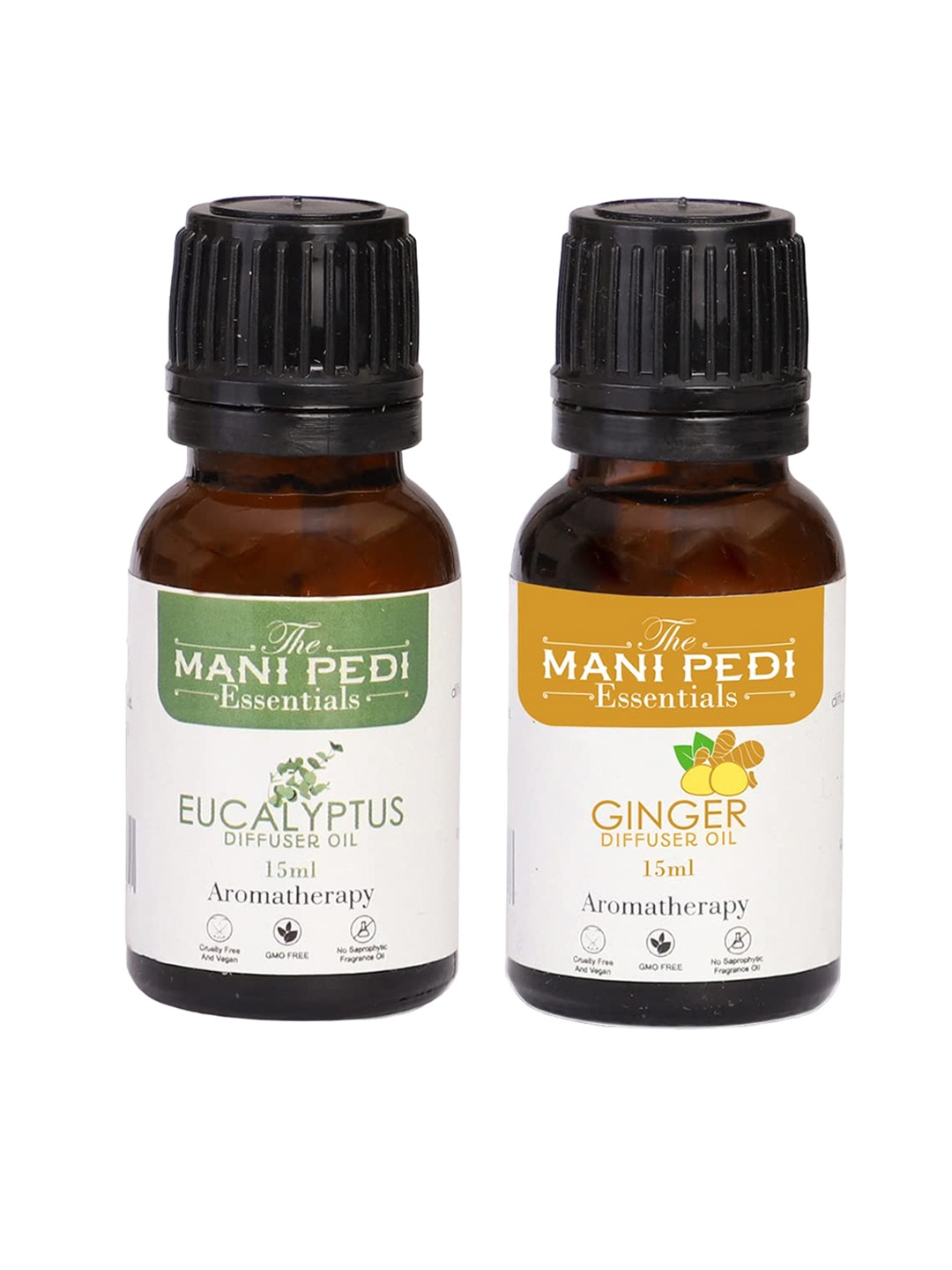 

The Mani Pedi Essentials Set Of 2 Eucalyptus & Ginger Aroma Oil Diffusers 15ml, Brown