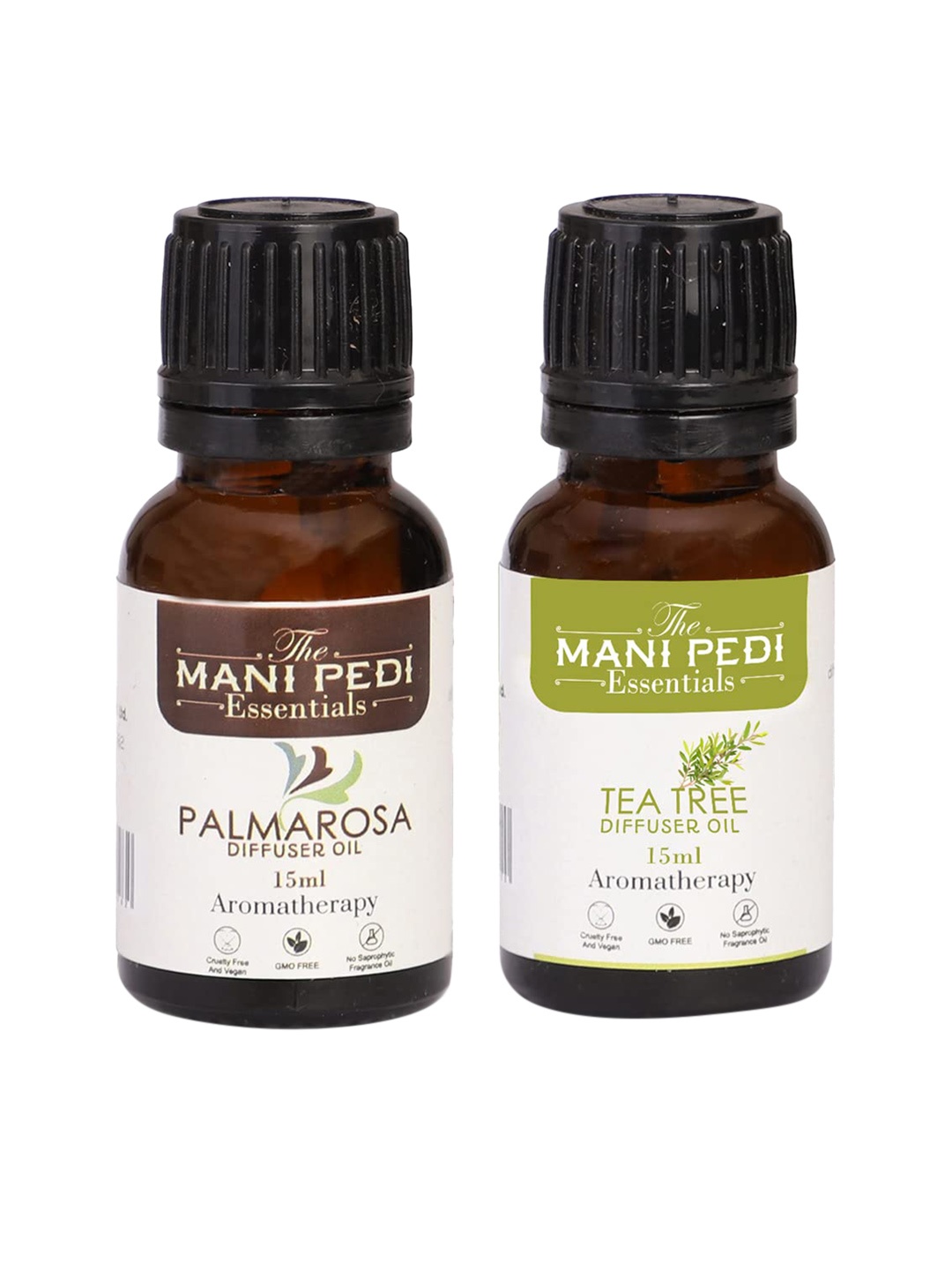 

The Mani Pedi Essentials Set Of 2 Palmarosa & Tea Tree Aroma Oil Diffusers 15 ml, Brown