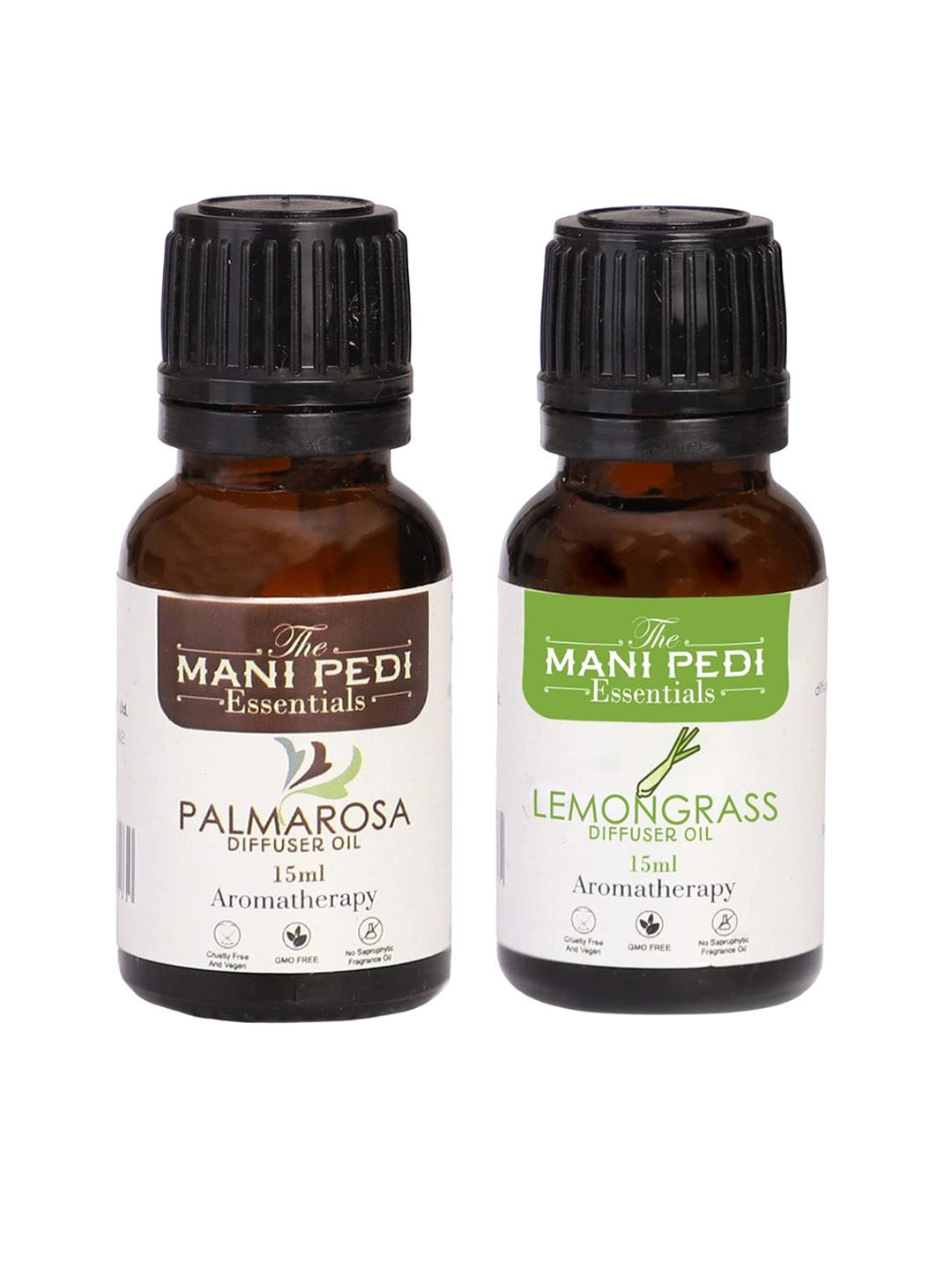 

The Mani Pedi Essentials Set Of 2 Palmarosa & Lemongrass Aroma Oil Diffusers 15ml, Brown