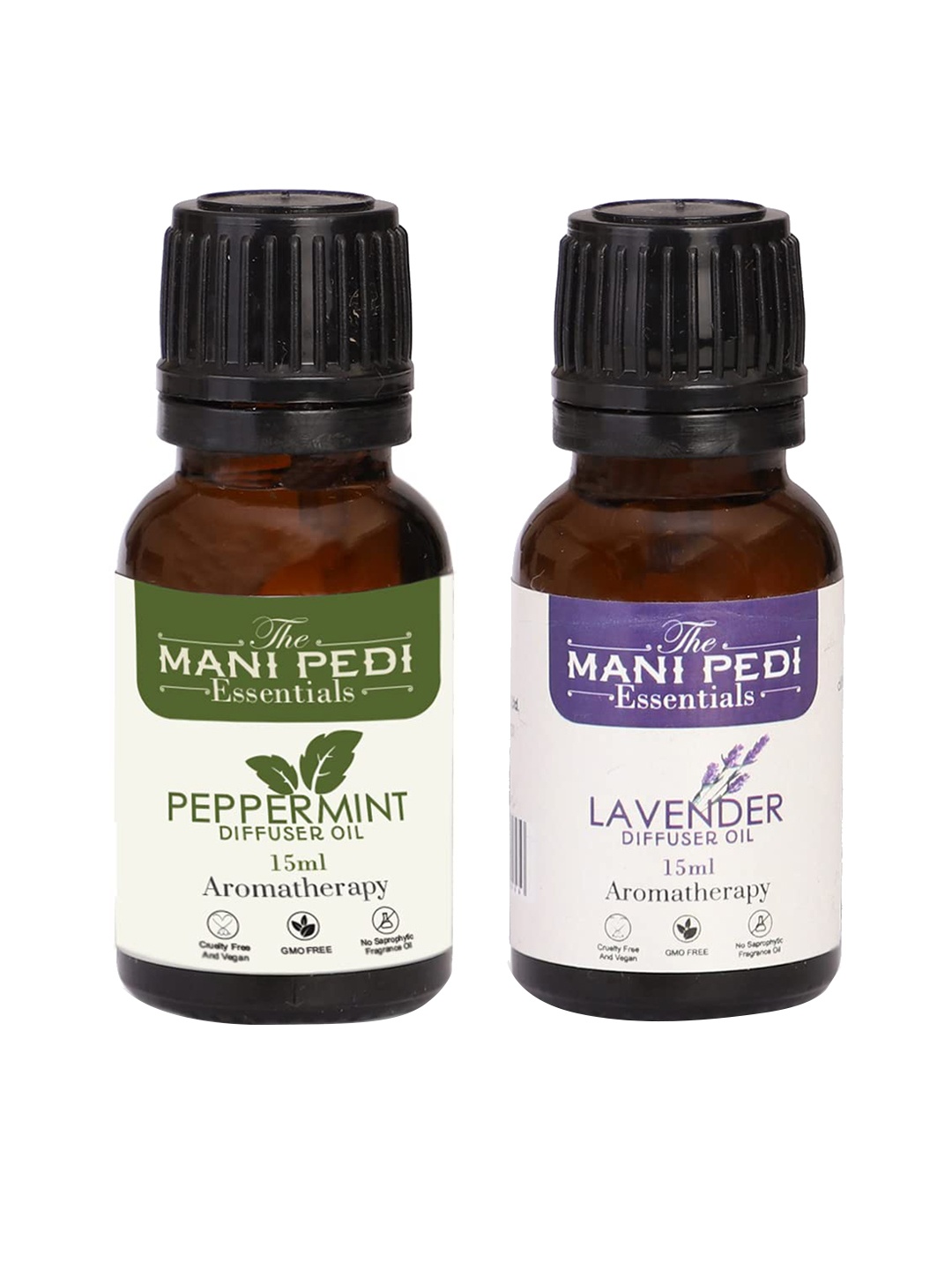 

The Mani Pedi Essentials Set Of 2 Peppermint & Lavender Aroma Oil Diffusers 15ml, Brown