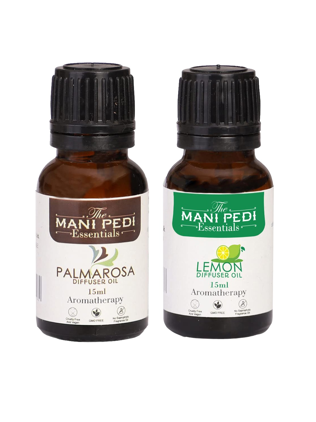 

The Mani Pedi Essentials Pack Of 2 Brown Palmarosa and Lemon Aroma Oil Diffusers 15 ml