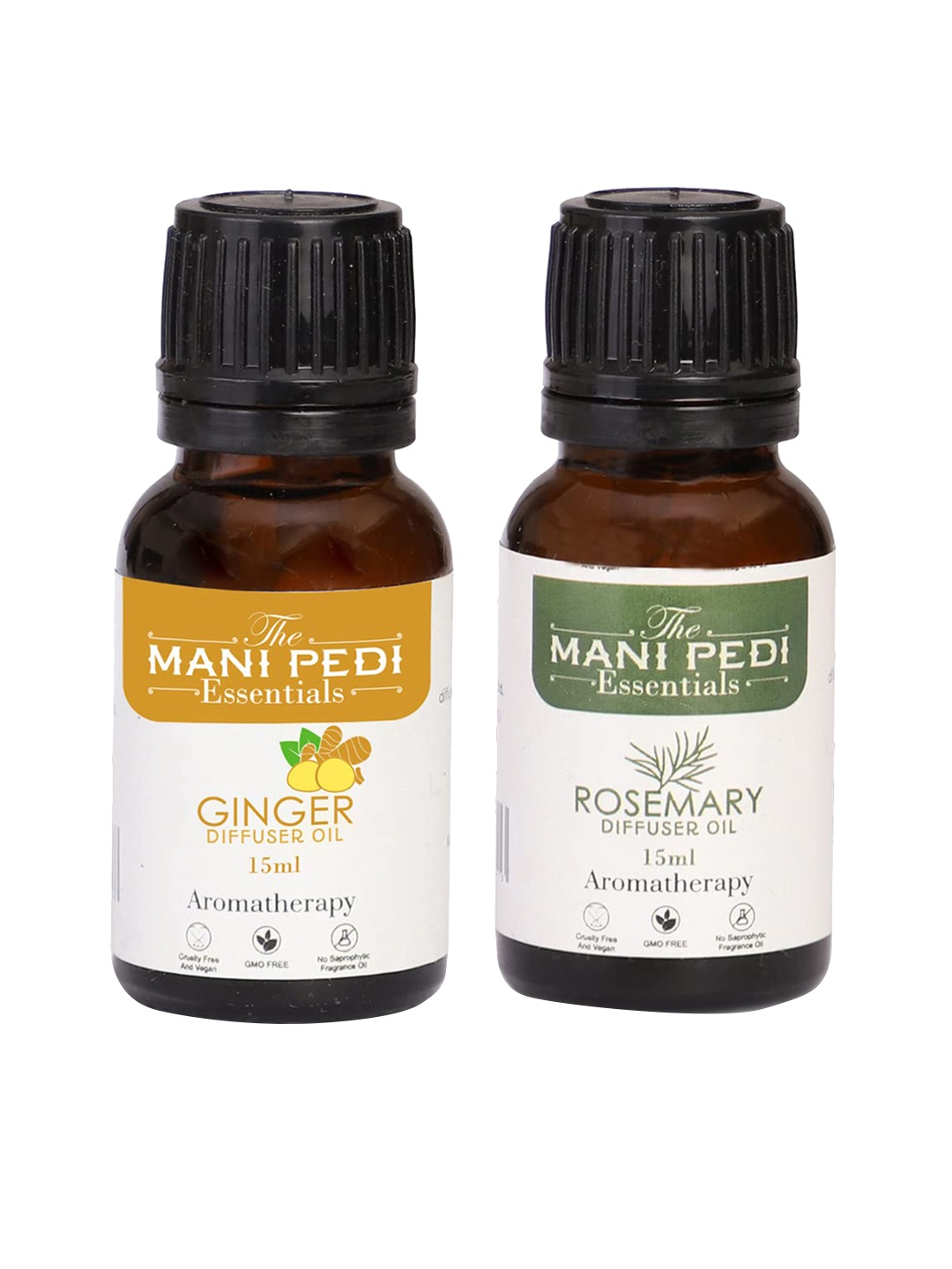 

The Mani Pedi Essentials Set Of 2 Ginger & Rosemary Diffuser Oil 15 ml, Brown