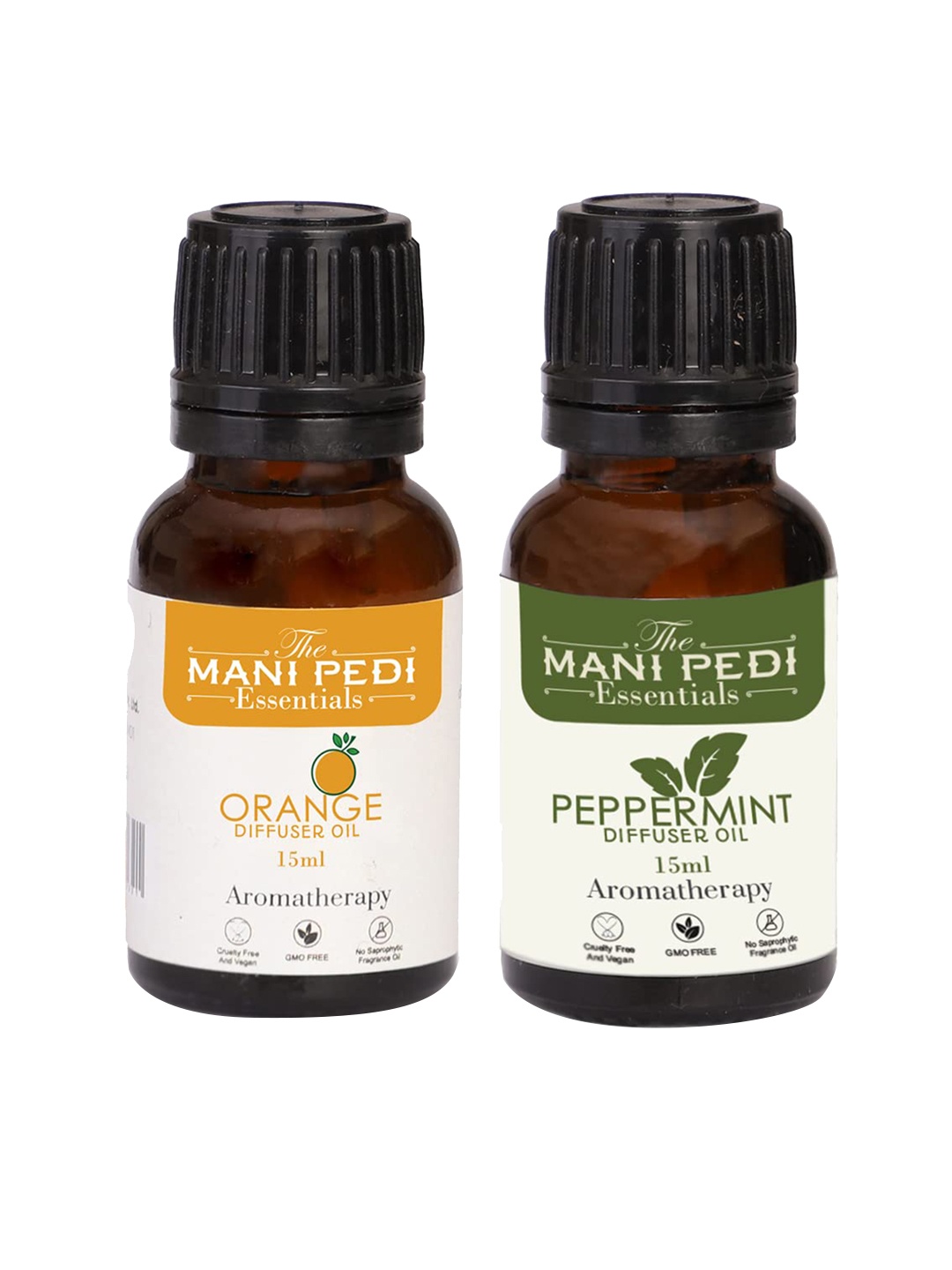 

The Mani Pedi Essentials Set Of 2 Orange & Peppermint Aroma Oil Diffusers 15 ml, Brown