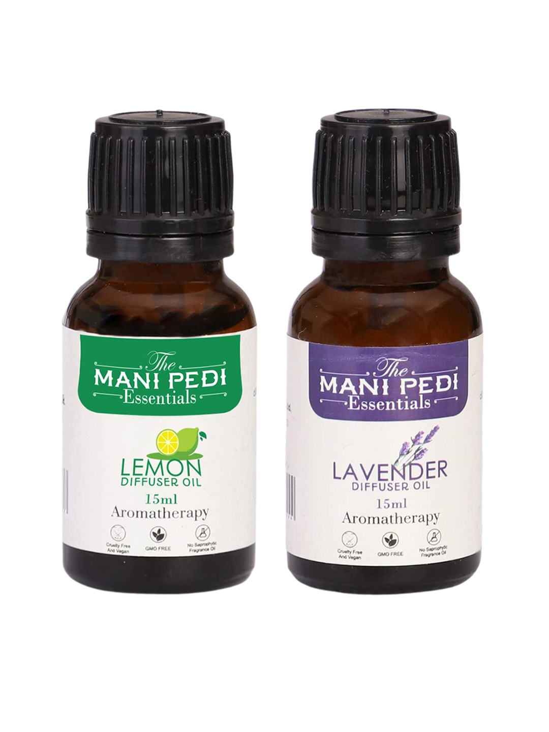 

The Mani Pedi Essentials Set Of 2 Lemon & Lavender Diffuser Oil 15 ml, Brown