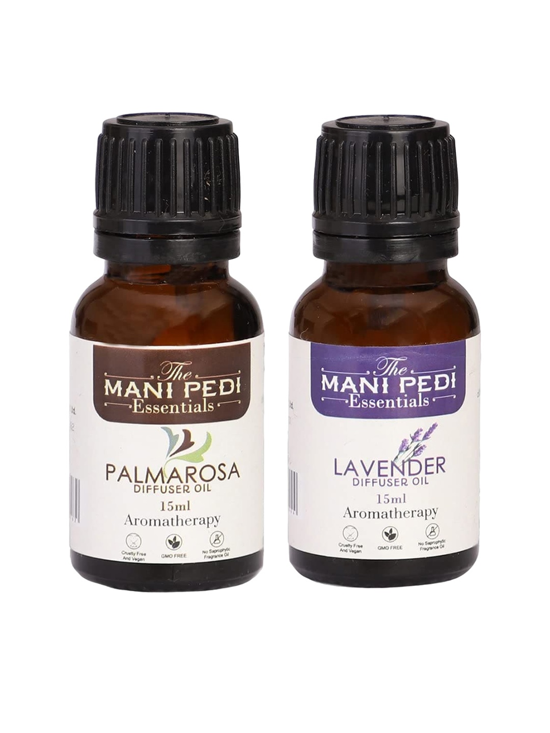 

The Mani Pedi Essentials Pack Of 2 Brown Palmarosa and Lavender Diffuser 15 ml