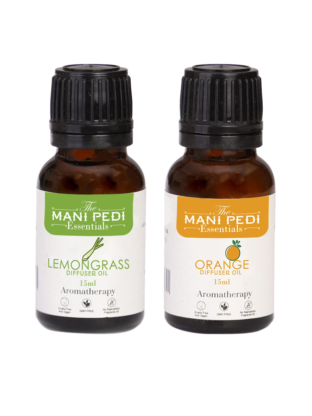 

The Mani Pedi Essentials Set Of 2 Orange & Lemongrass Aroma Oil Diffusers 15ml, Brown