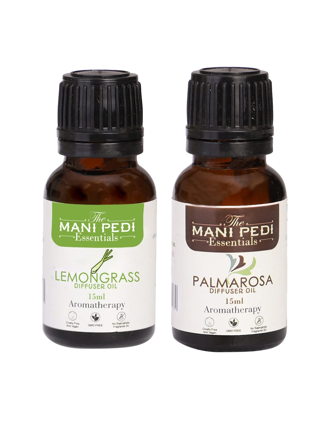 

The Mani Pedi Essentials Set Of 2 Lemongrass & Palmarosa Diffuser Oil 15 ml, Brown