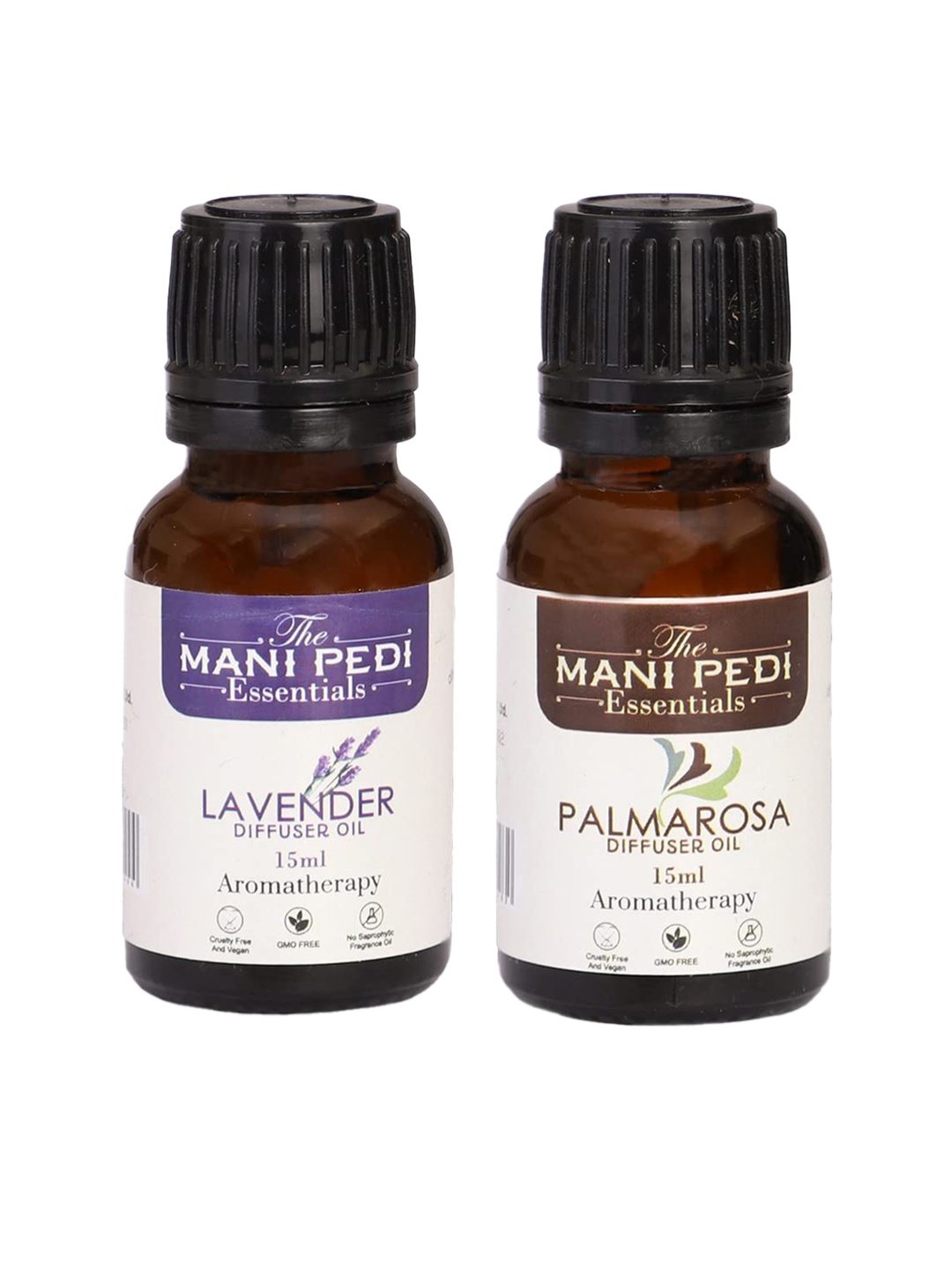 

The Mani Pedi Essentials Set Of 2 Lavender & Palmarosa Diffuser Oil 15 ml, Brown