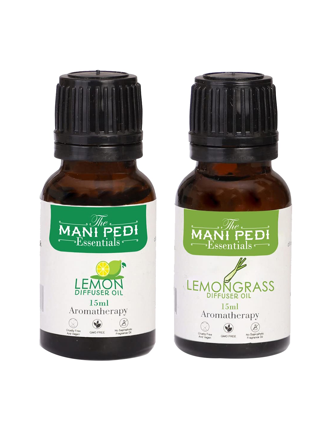 

The Mani Pedi Essentials Set Of 2 Lemongrass & Lemon Aroma Oil Diffusers 15 ml, Brown