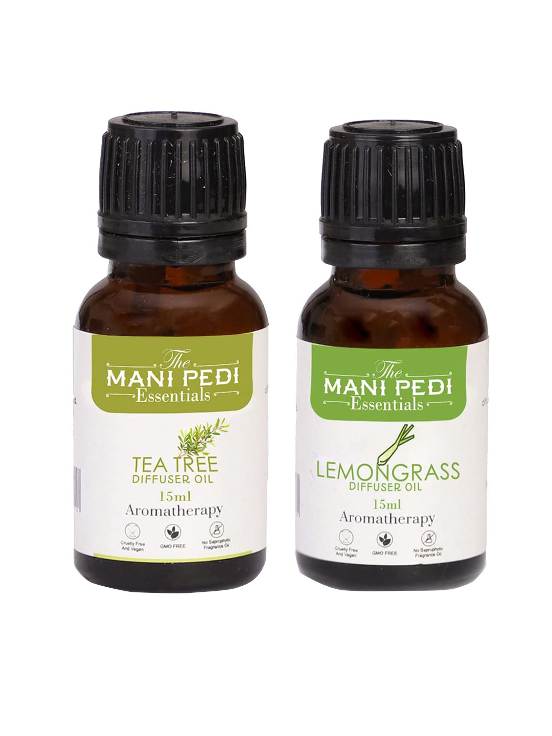 

The Mani Pedi Essentials Set Of 2 Tea Tree & Lemongrass Aroma Oil Diffusers 15 ml, Brown