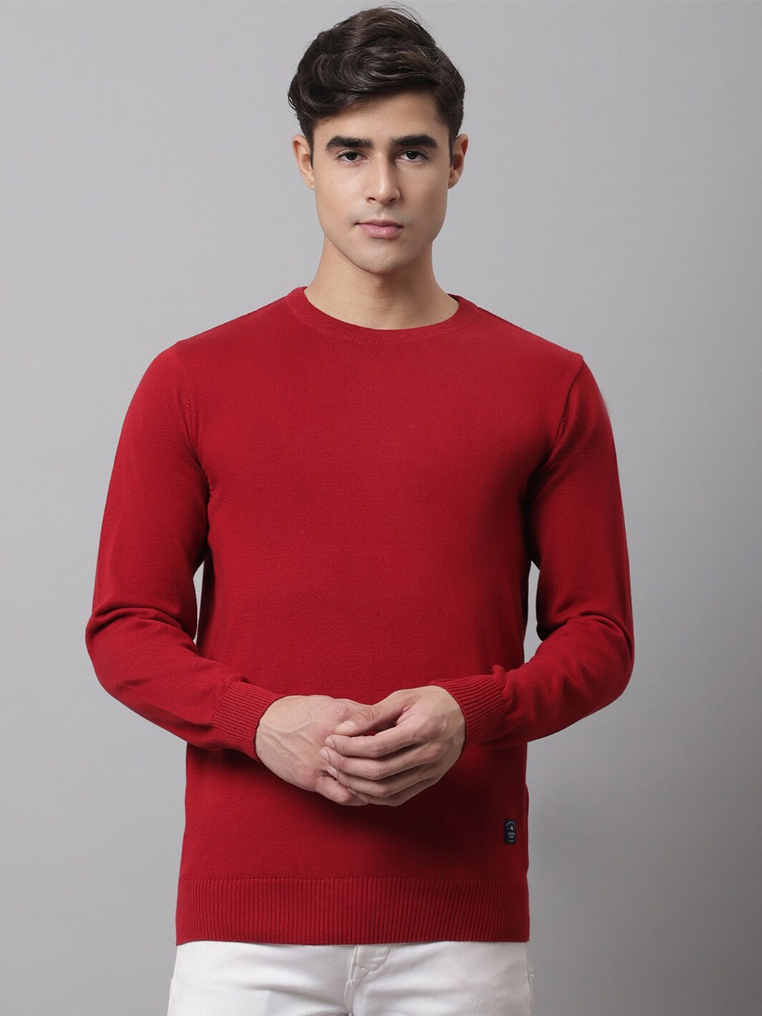 

Cantabil Men Maroon Solid Round Neck Pullover