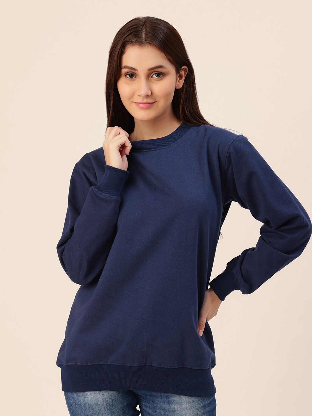 

Lounge Dreams Women Navy Blue Cotton Sweatshirt