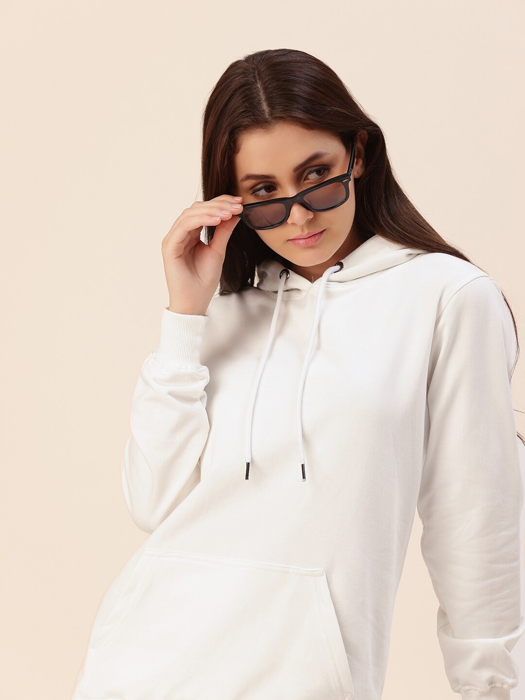 

Lounge Dreams Women White Hooded Cotton Sweatshirt