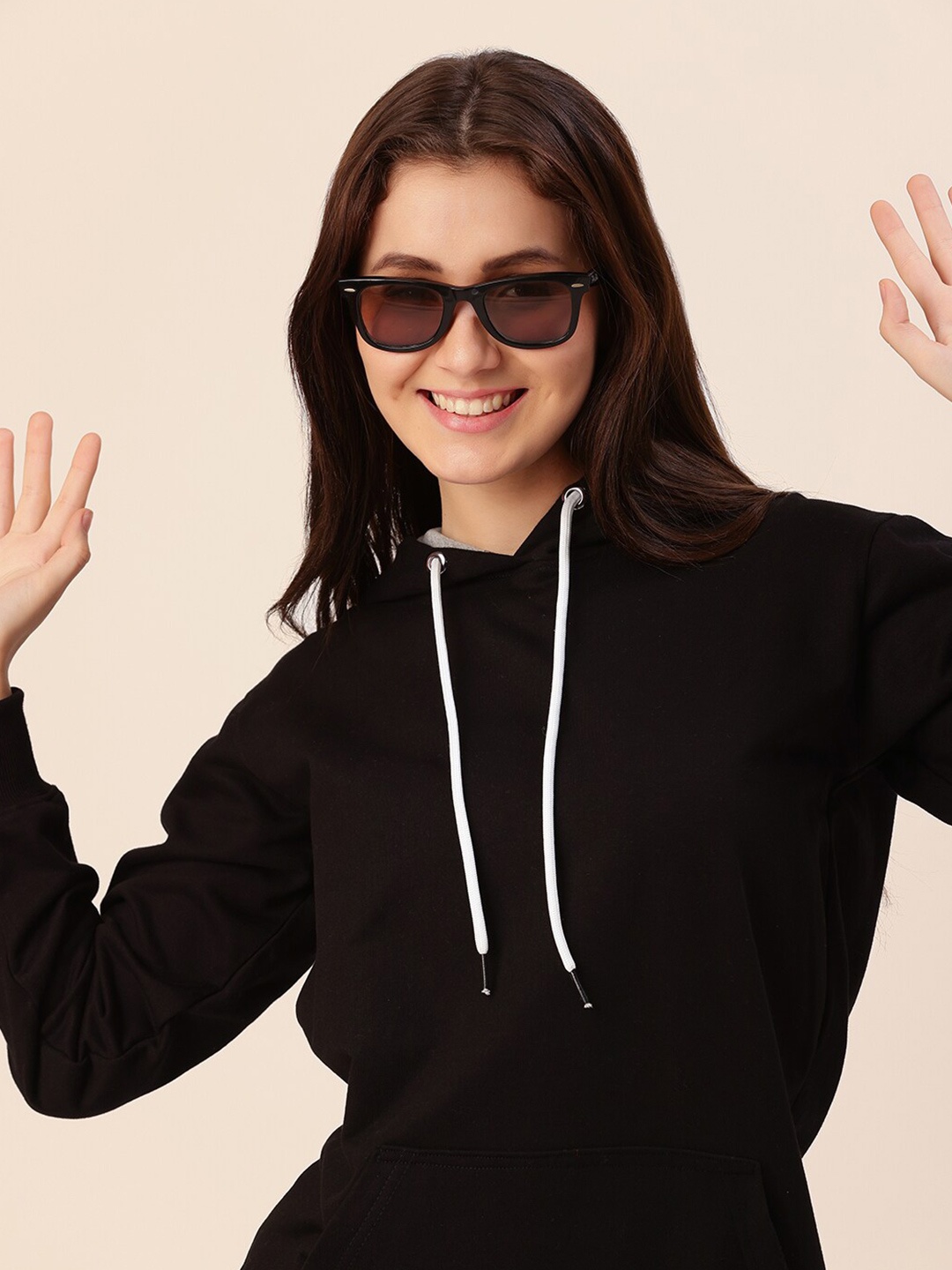 

Lounge Dreams Women Black Hooded Cotton Sweatshirt
