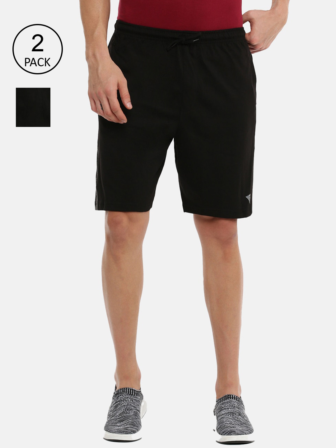 

Ramraj Men Black Pack of 2 Slim Fit Cotton Sports Shorts