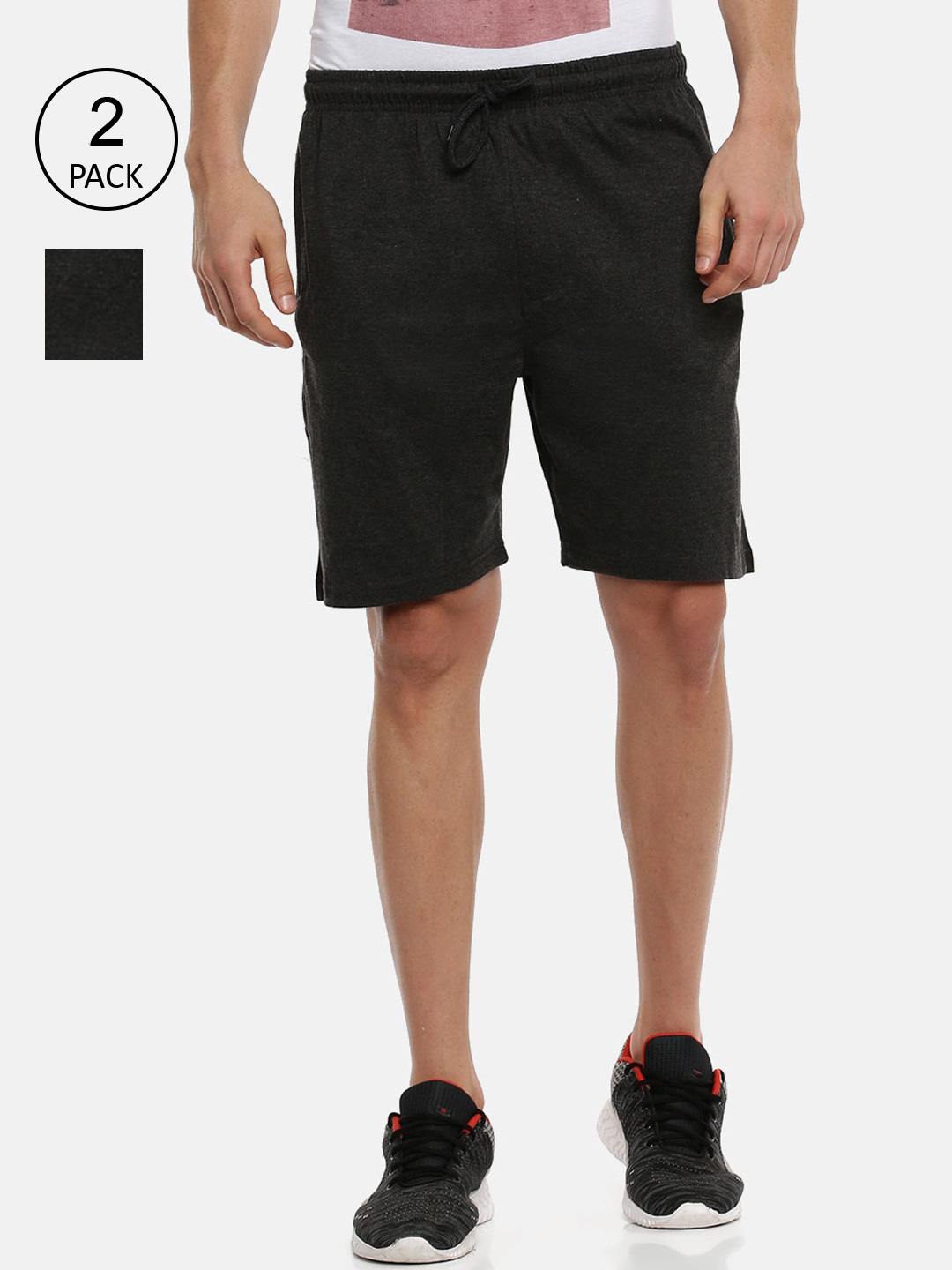 

Ramraj Pack Of 2 Slim Fit Cotton Sports Shorts, Charcoal