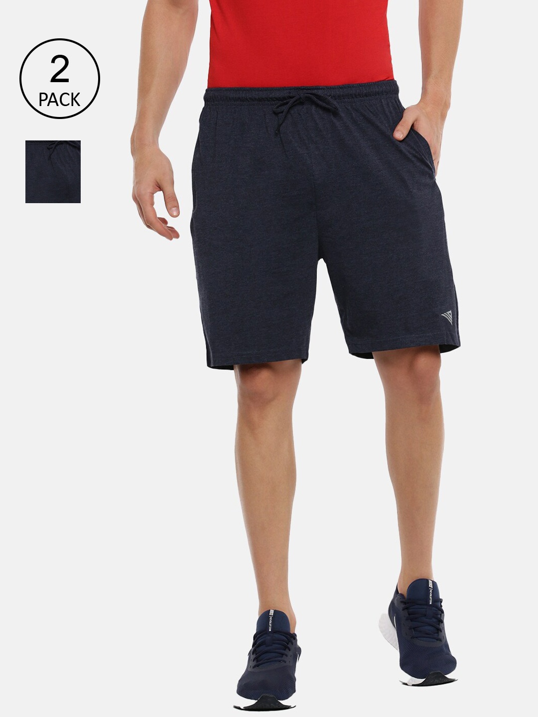 

Ramraj Men Blue Pack Of 2 Slim Fit Cotton Sports Shorts