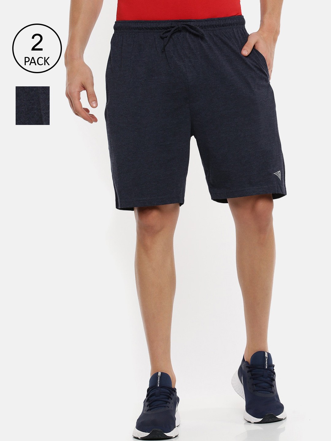 

Ramraj Men Blue Pack Of 2 Slim Fit Cotton Sports Shorts
