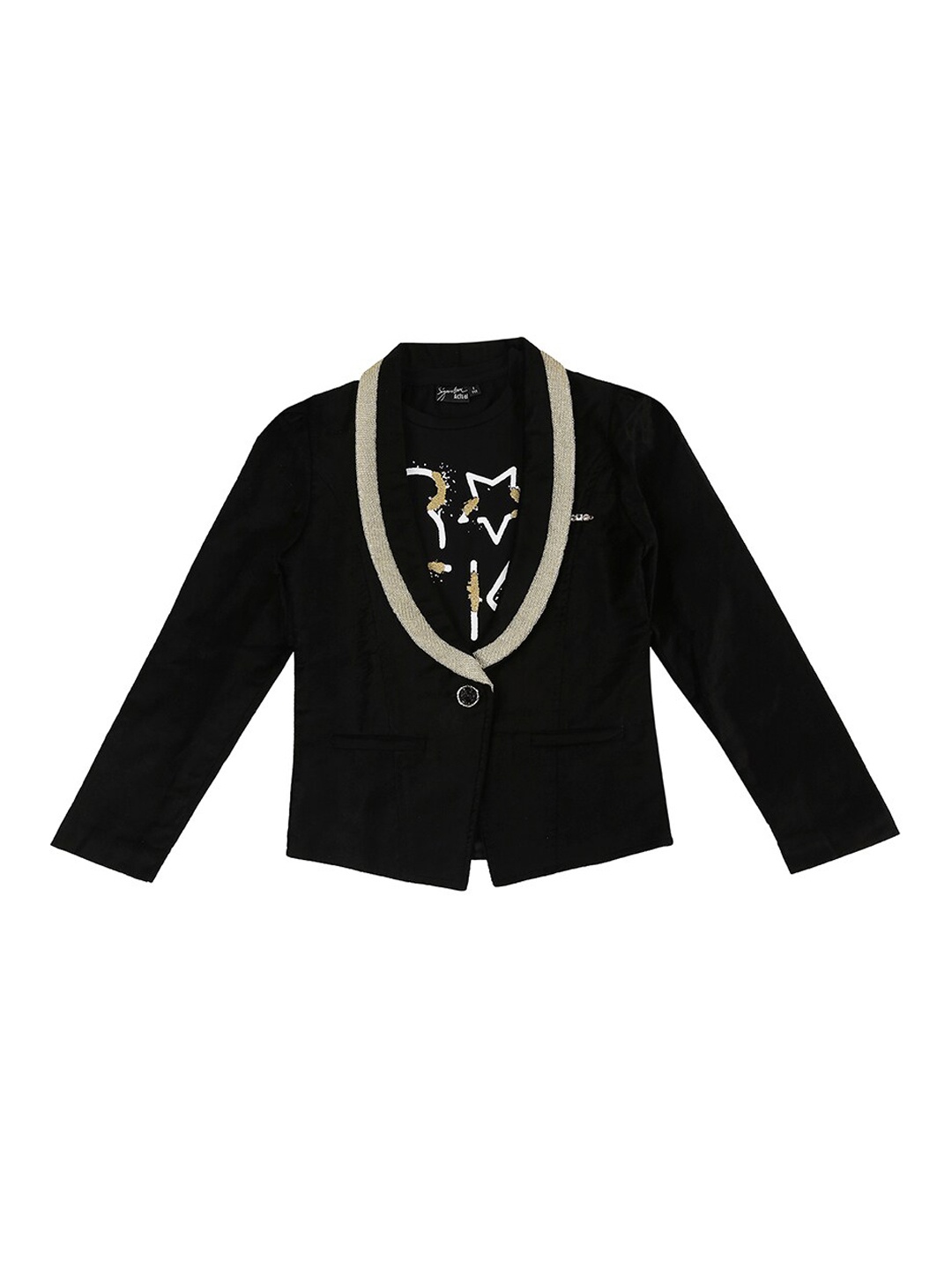 

Actuel Girls Black Printed Blazer with Tshirt