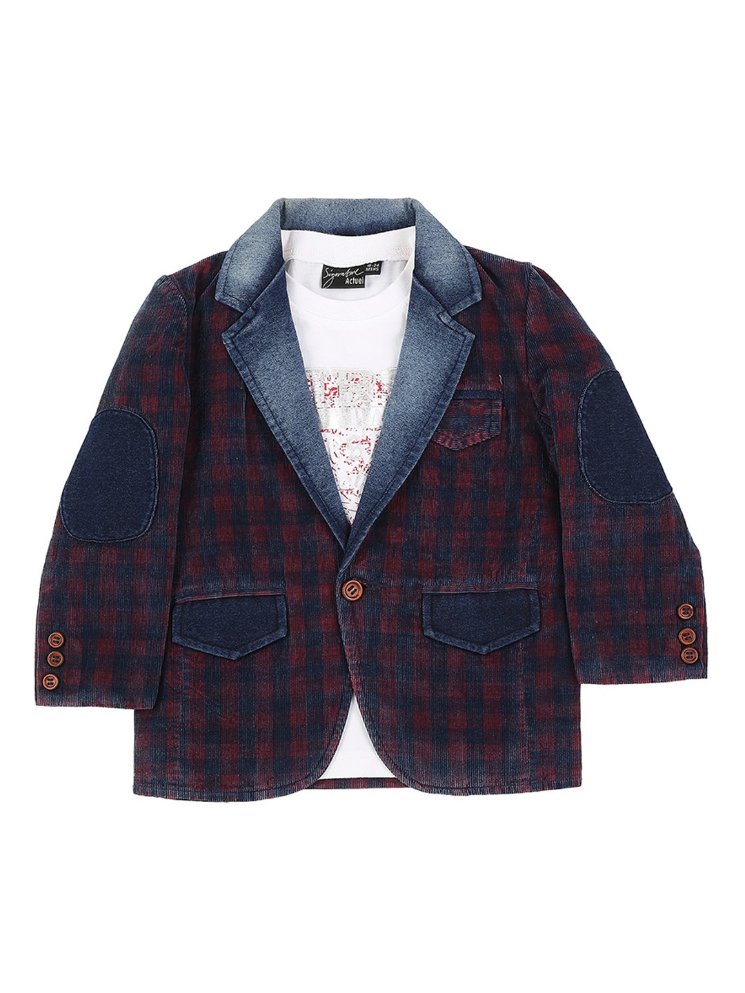

Actuel Boys Blue & Red Checked Blazers With Tshirt