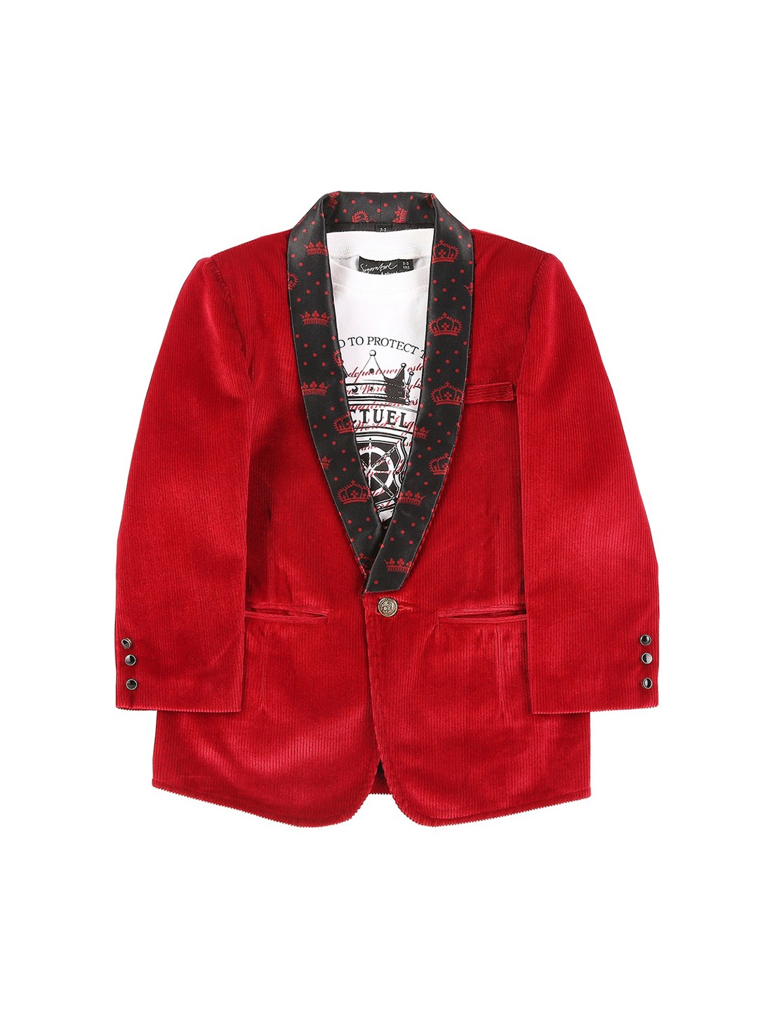 

Actuel Boys Red & Black Printed Partywear Blazer & Tshirt