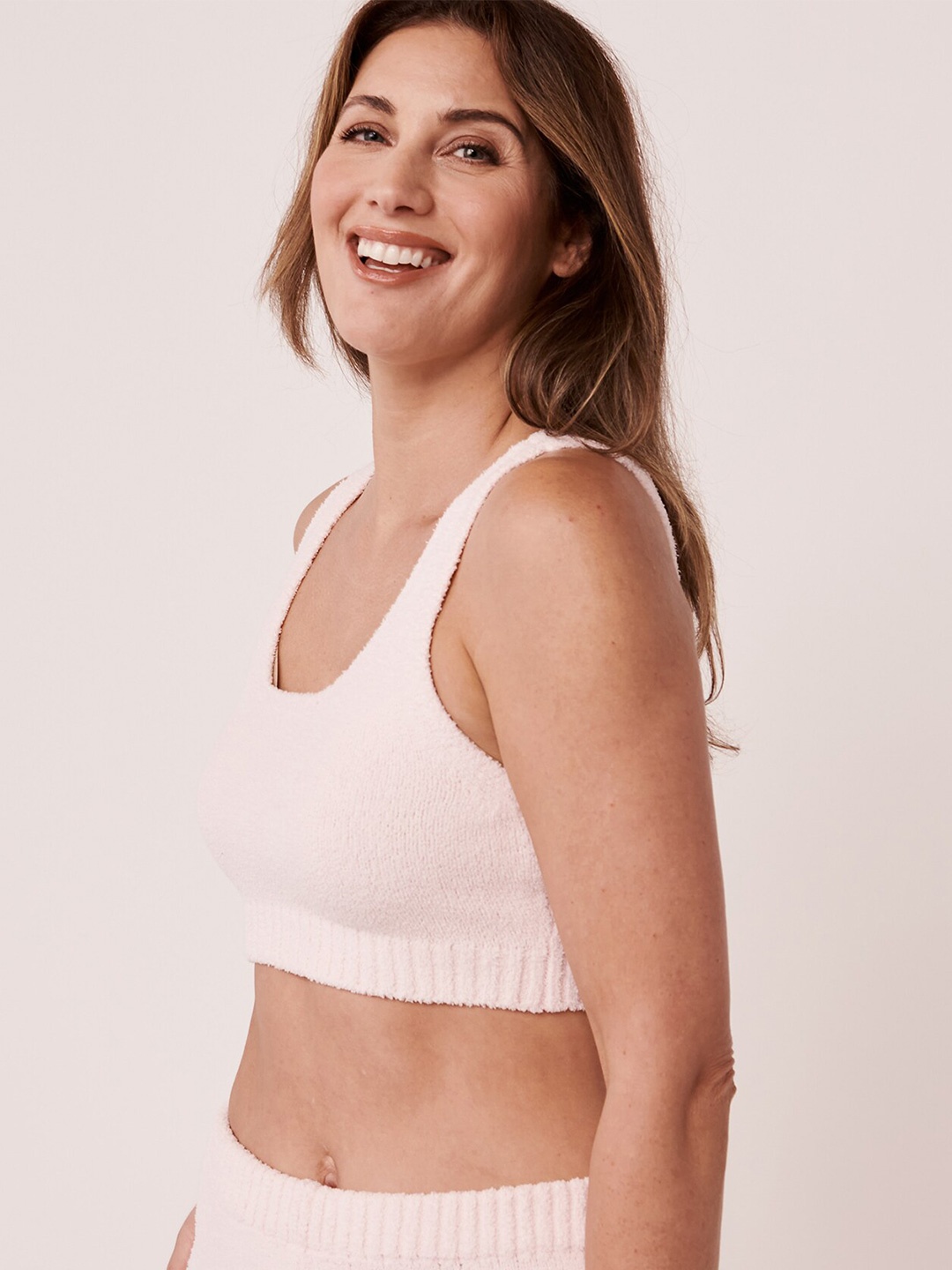 

La Vie en Rose Off White Solid Bralette Crop Top