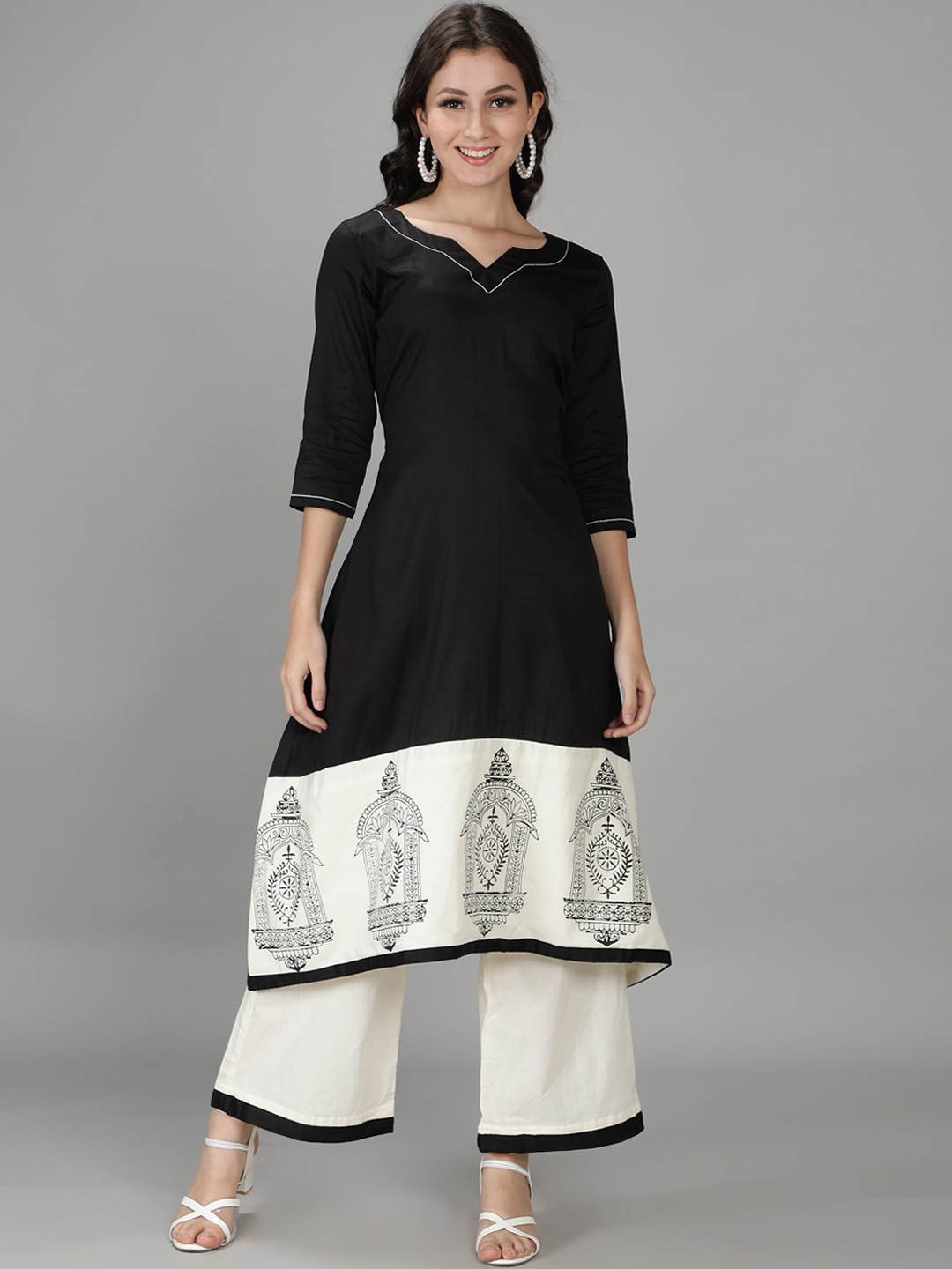 

Sajke Women Black Kurta with Palazzos & Dupatta